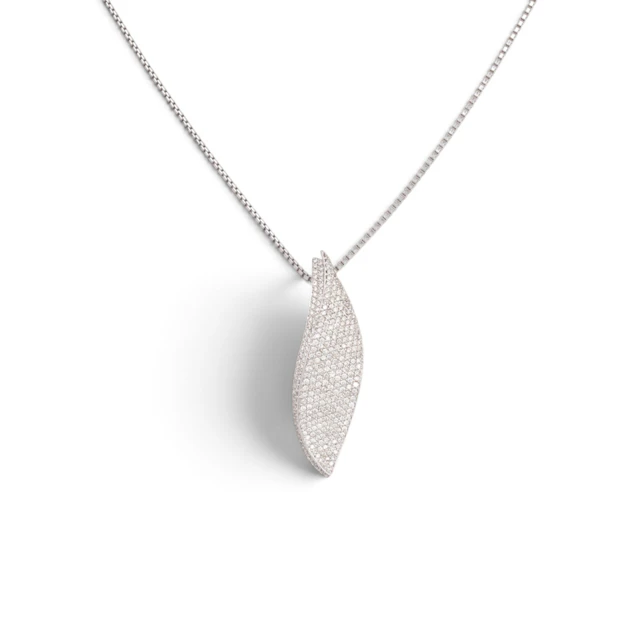 LEAF-SHAPED pendant with diamond pavé.
