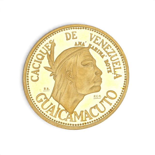 Moneda venezolana en oro.