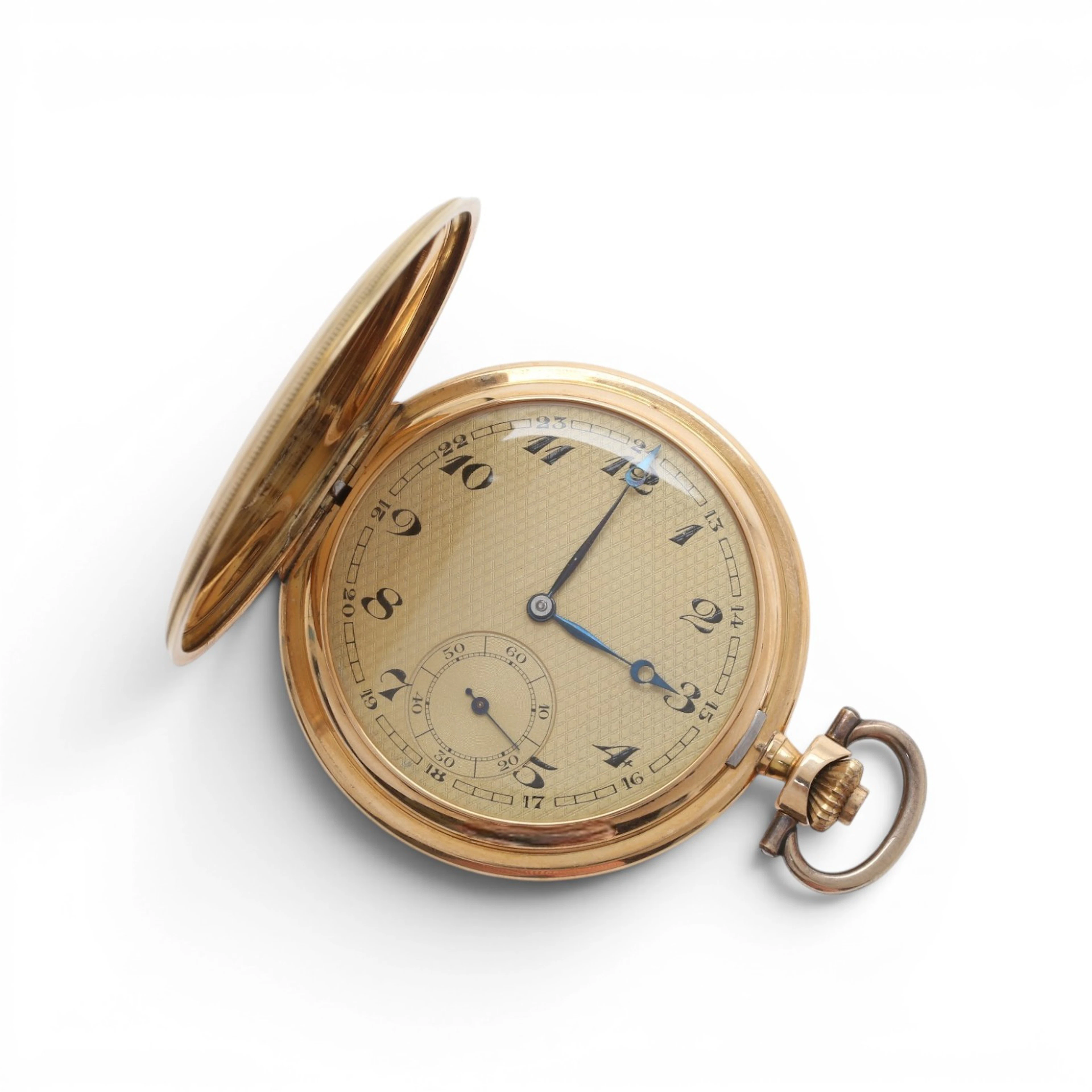 Swiss gold savonette pocket watch, early 20th century.