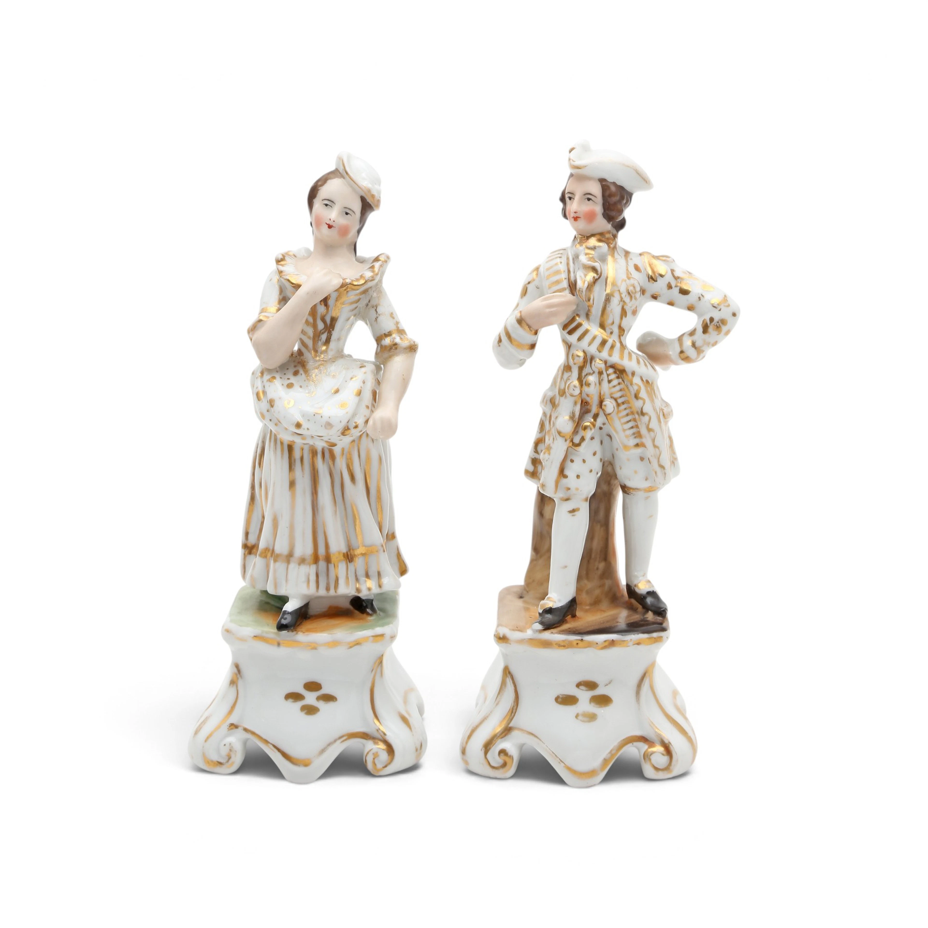 "Galant couple", Old Paris porcelain figures, second half of the 19th Century.