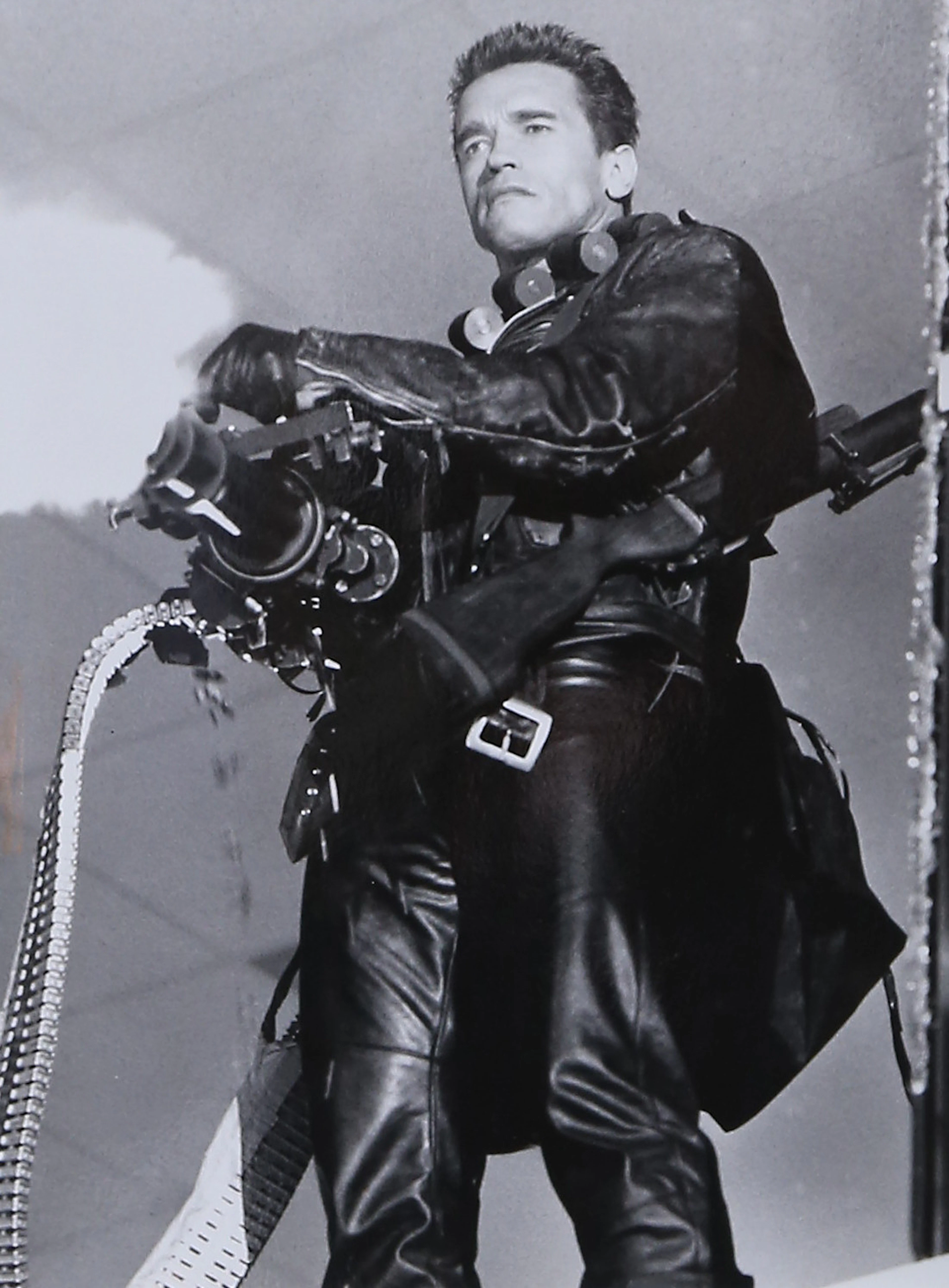 Photograph of Arnold Schwarzenegger in “Terminator 2: Judgment Day”, 1991.