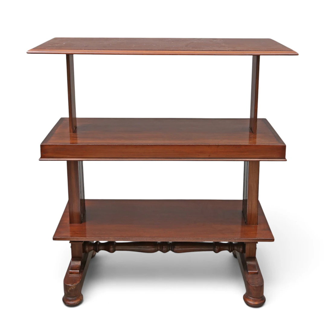 English Regency period "metamorphic" sideboard in mahogany, circa 1825.