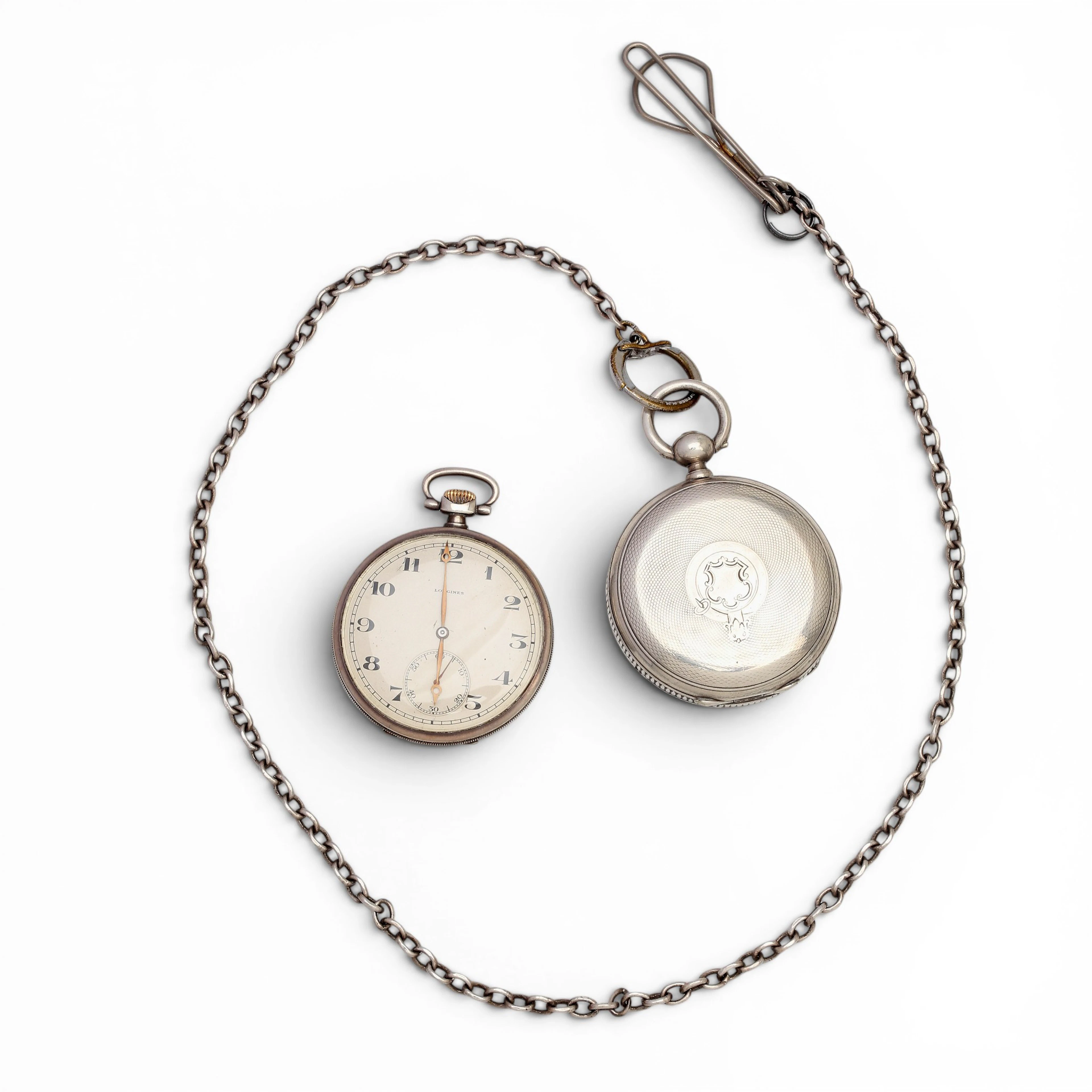 Longines and G.A. Huguenin silver pocket watches, late 19th - early