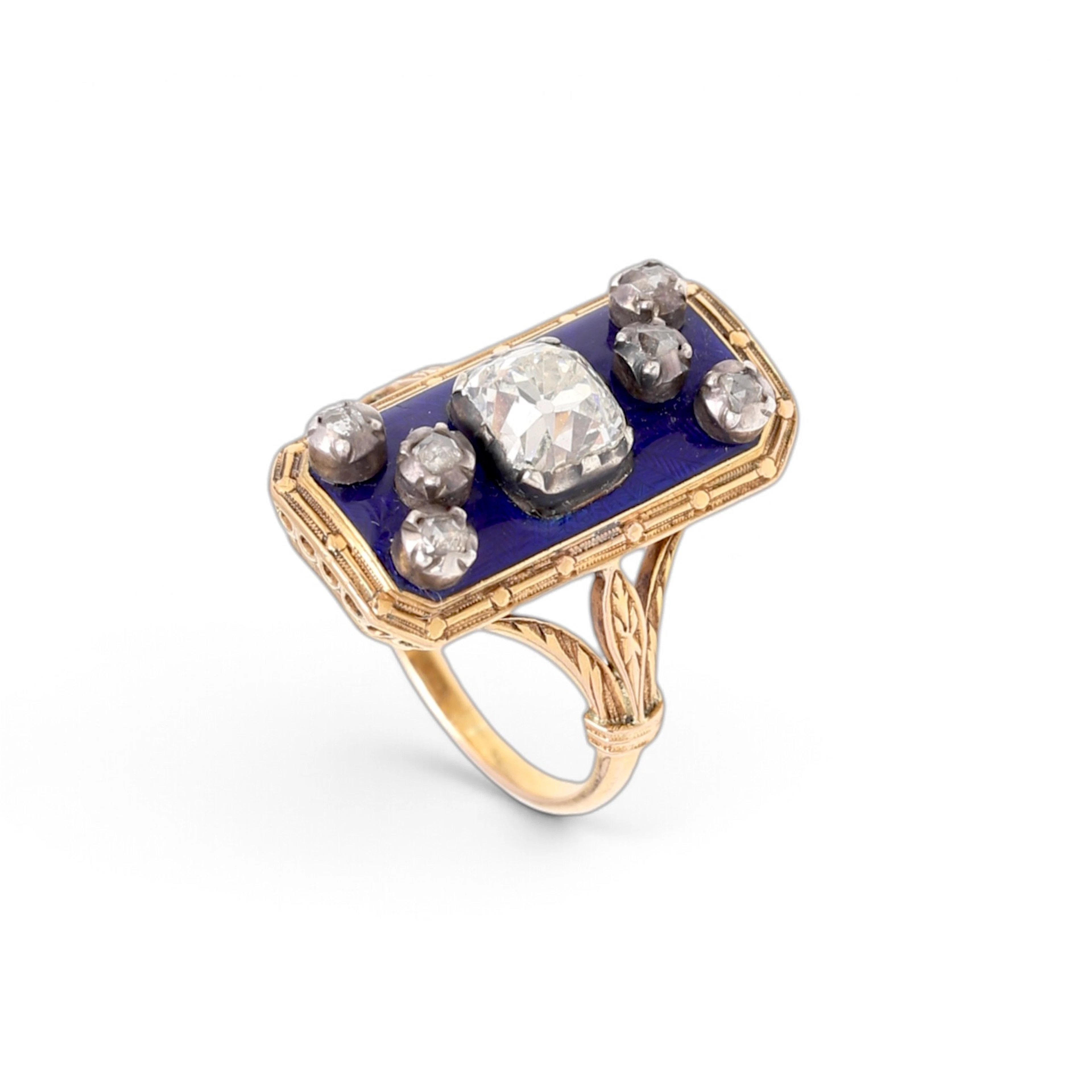 FRENCH marquise diamond ring, second half of the 19th century.