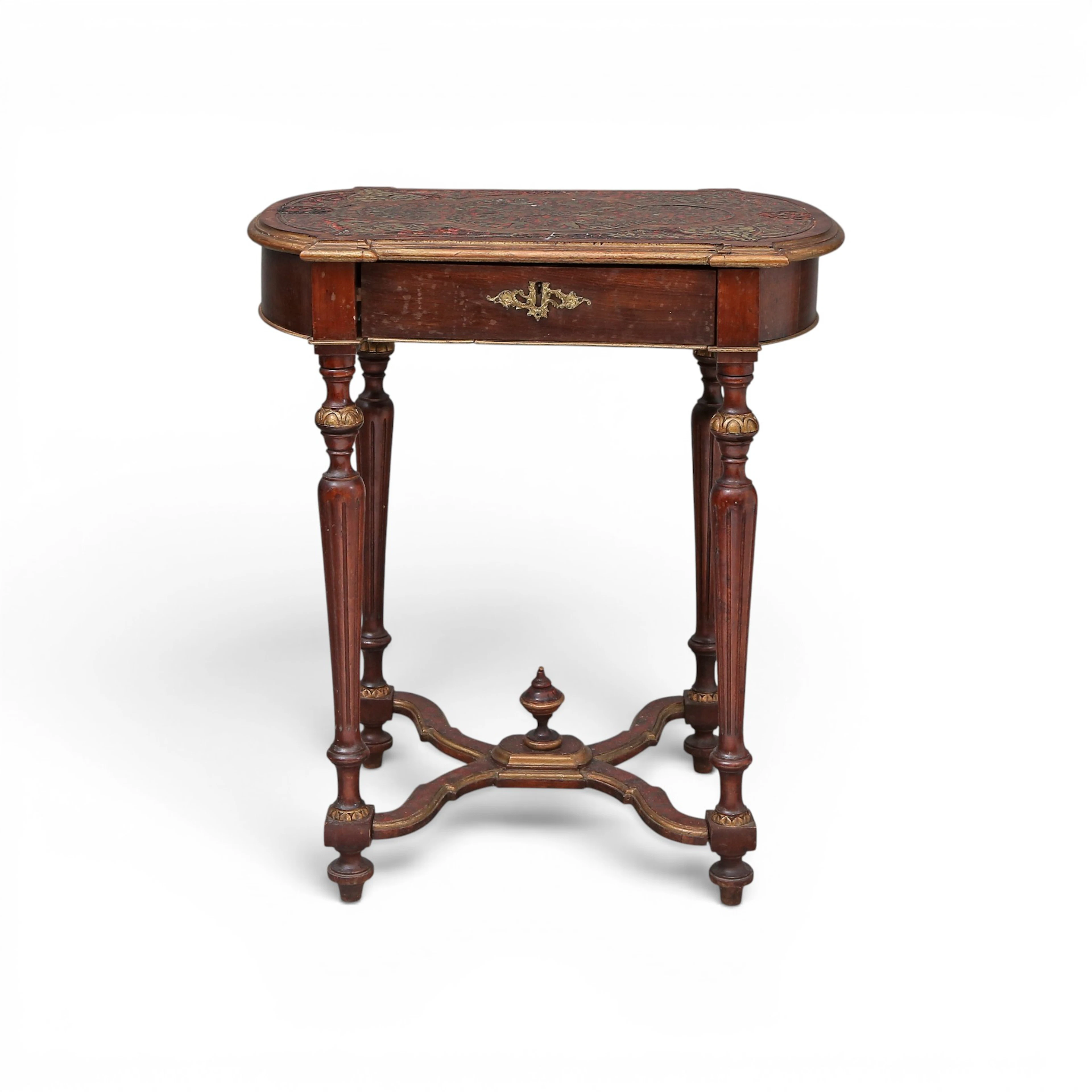 apoleon III-style sewing table in ebonized wood with Boulle-style