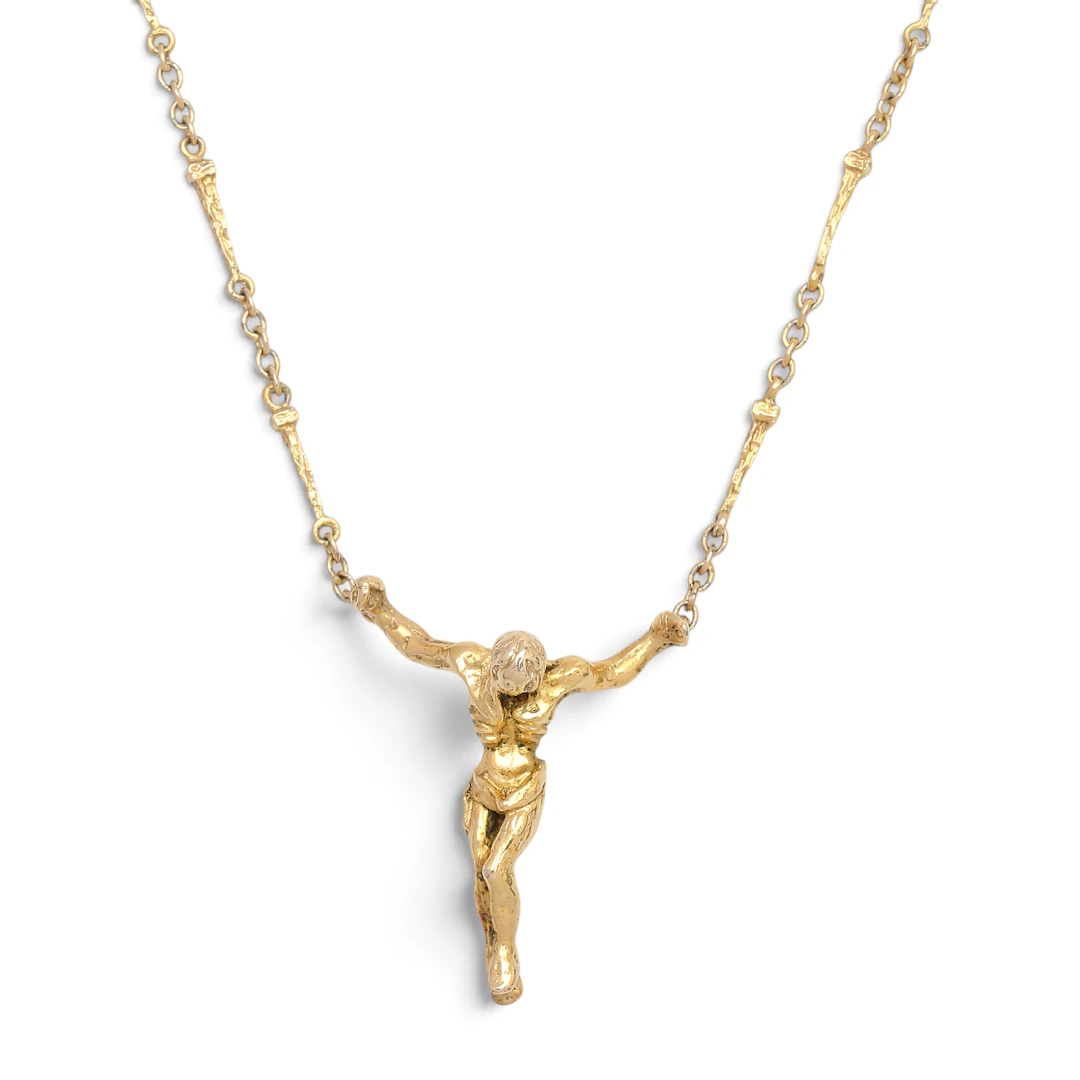 SALVADOR DALÍ. Christ in over-gilded silver.