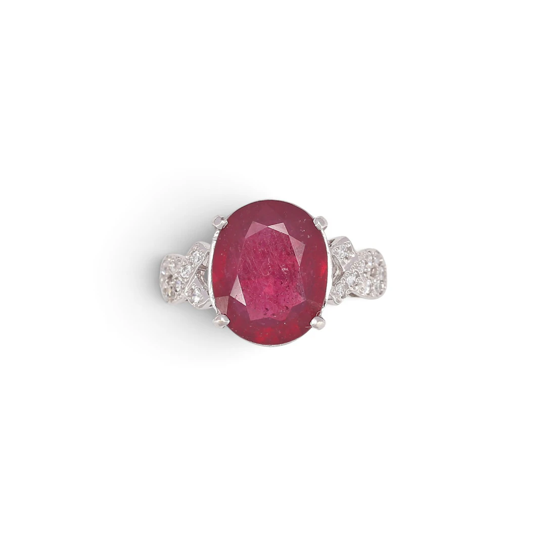 White gold and ruby ring.