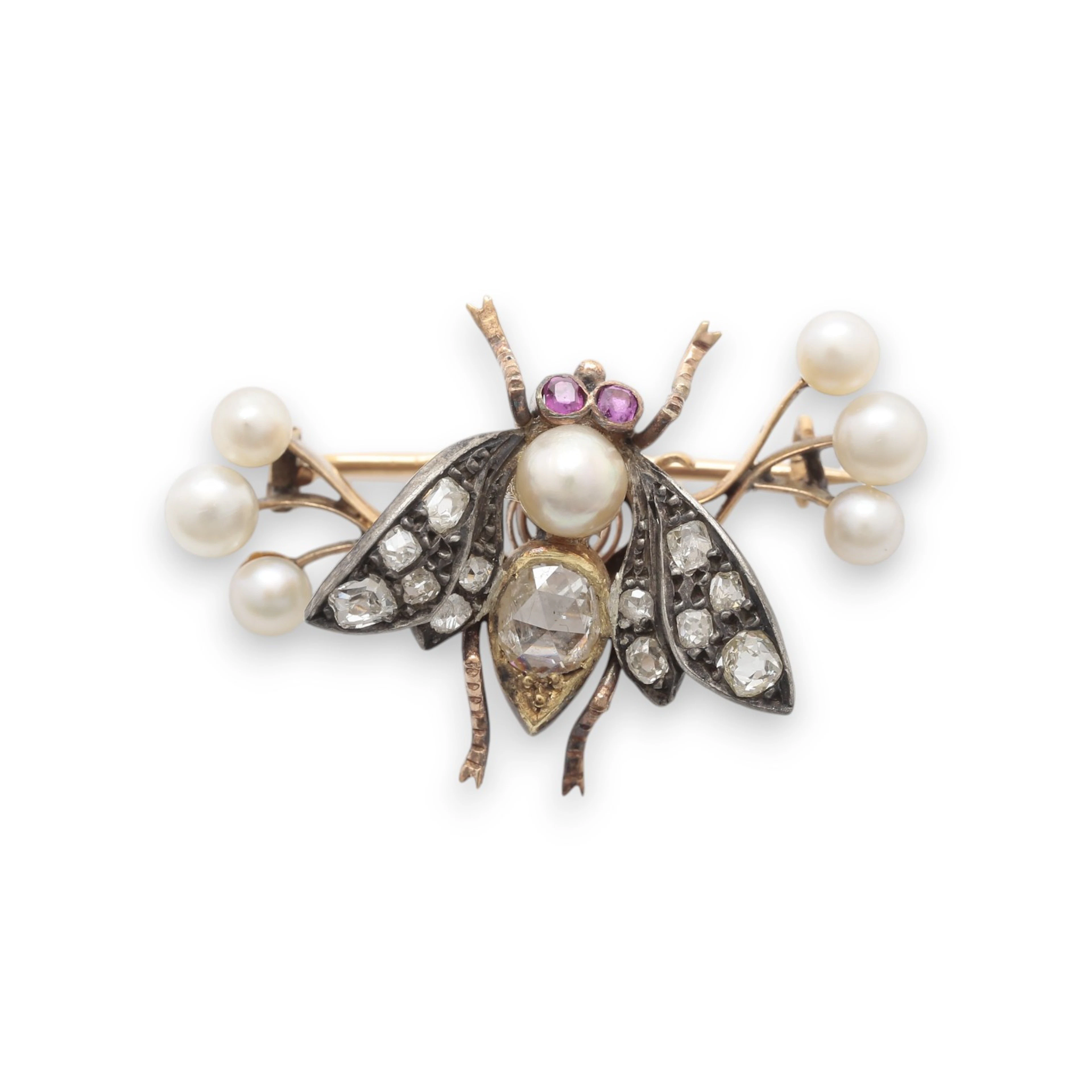 French "tremblant" fly brooch, late 19th century.
