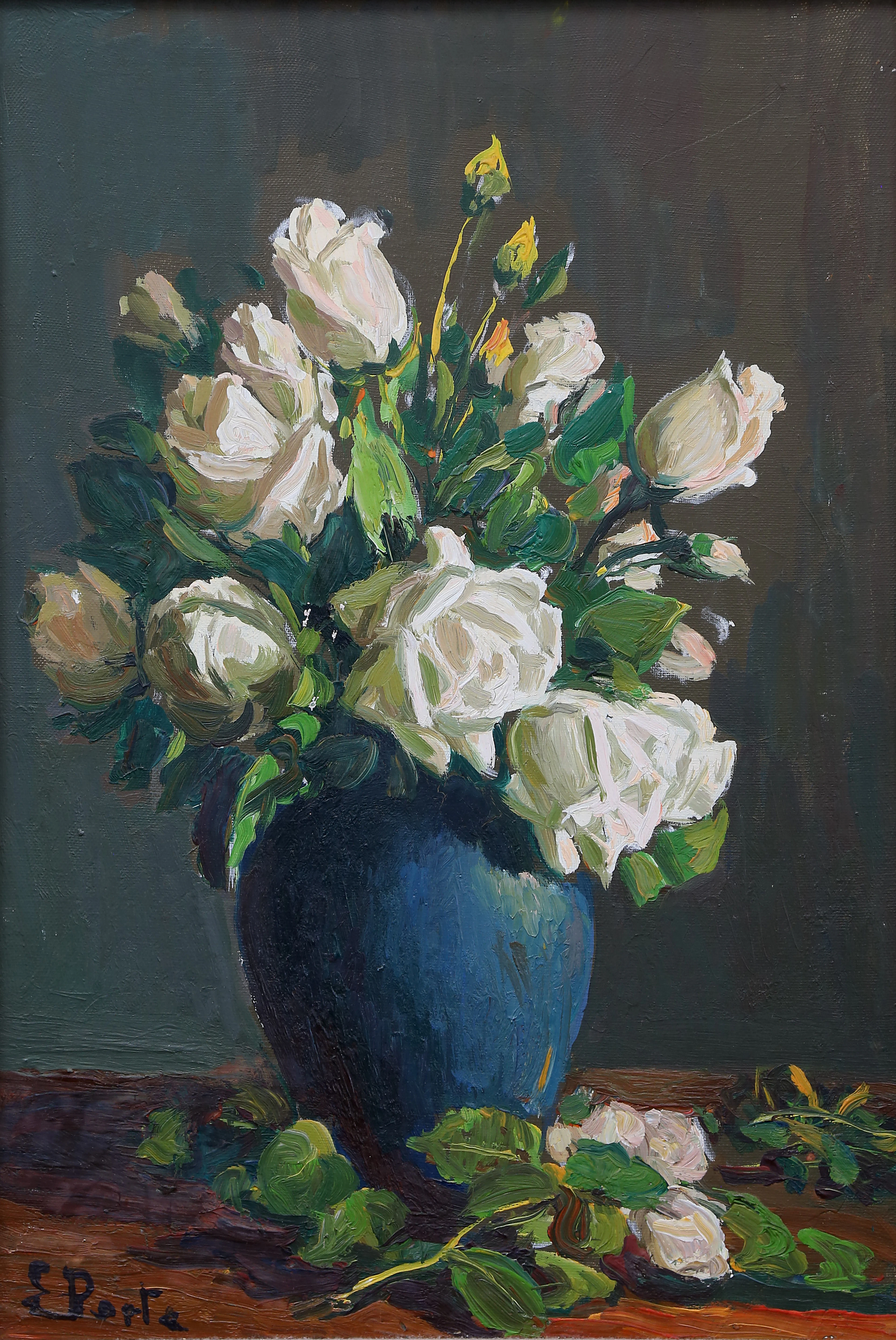 ENRIC PORTA MESTRE. Vase with white roses.