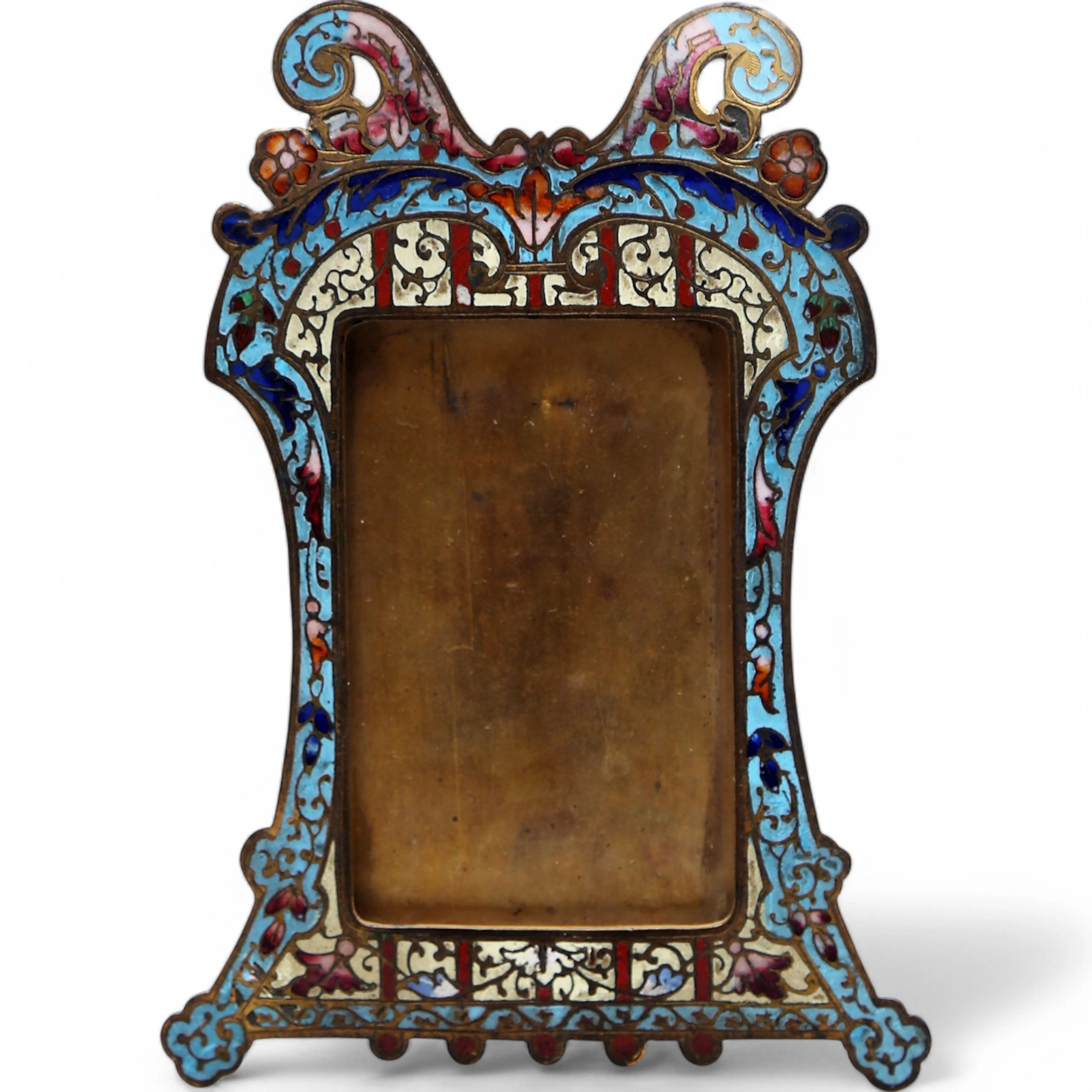 French Belle Époque frame in copper and “champlevé” enamel, early 20th Century.
