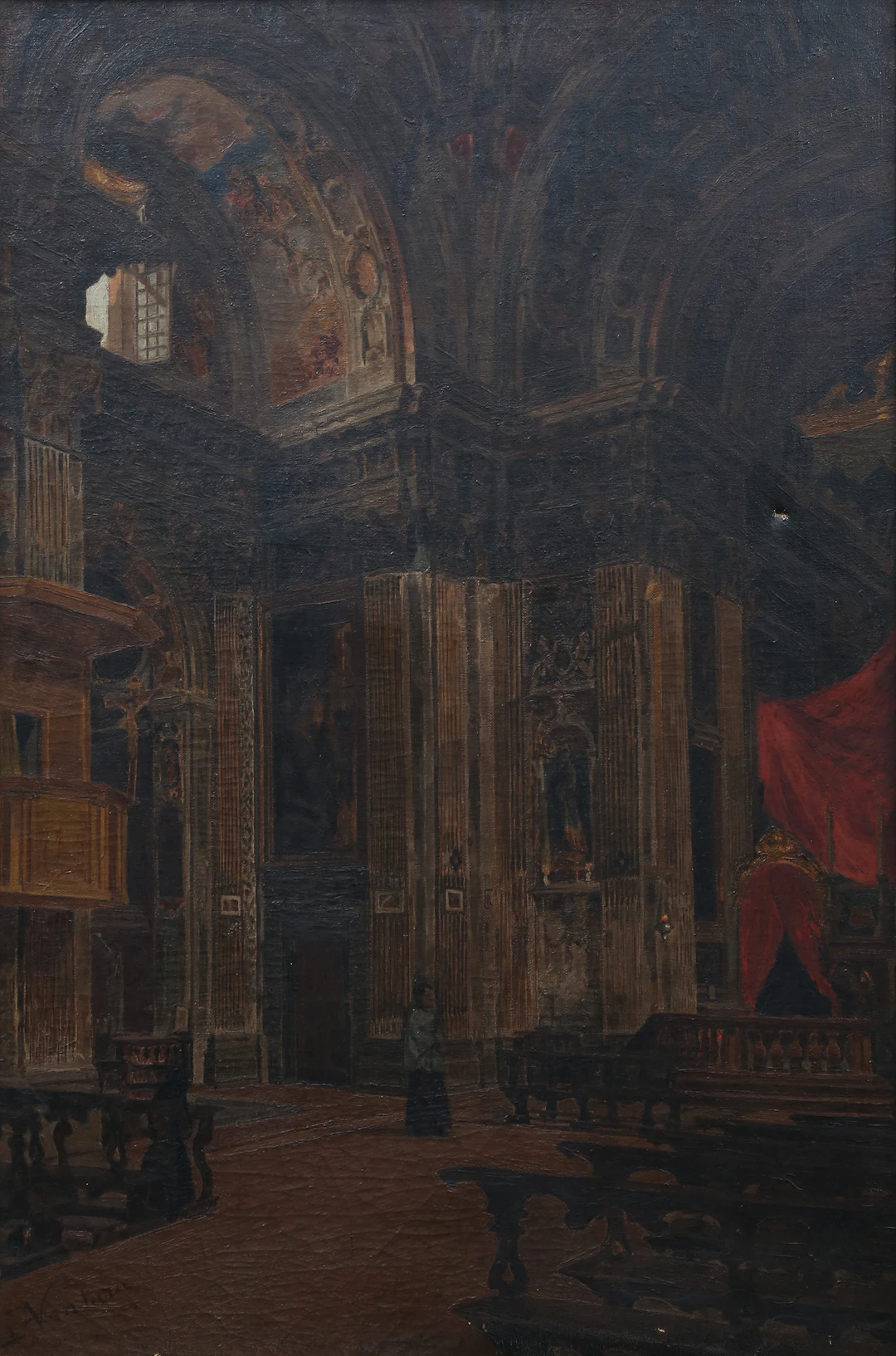 A. VENTURA. Interior of the church of Sant'Antonio Abate, Milan.