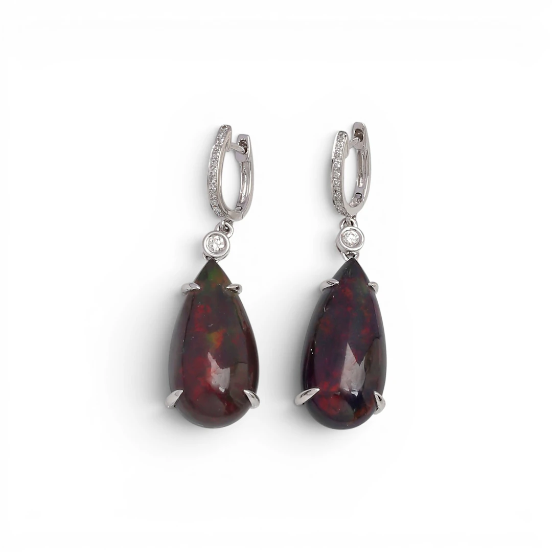Black opals long earrings.