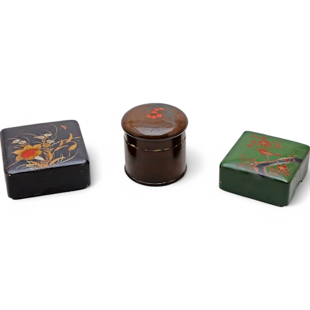 Three Japanese boxes in lacquered “papier mache”, first third of the