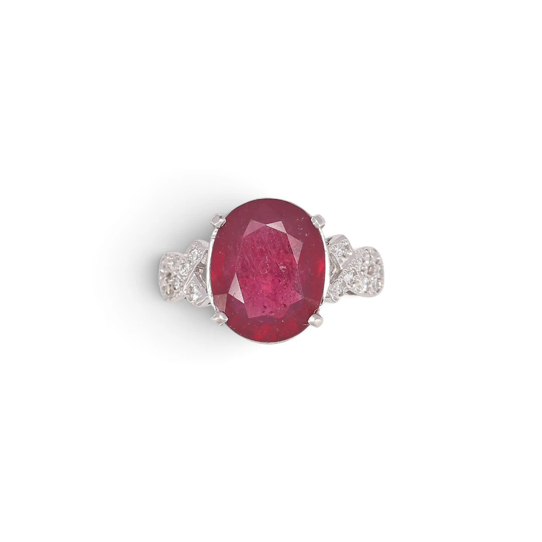 White gold and ruby ring.