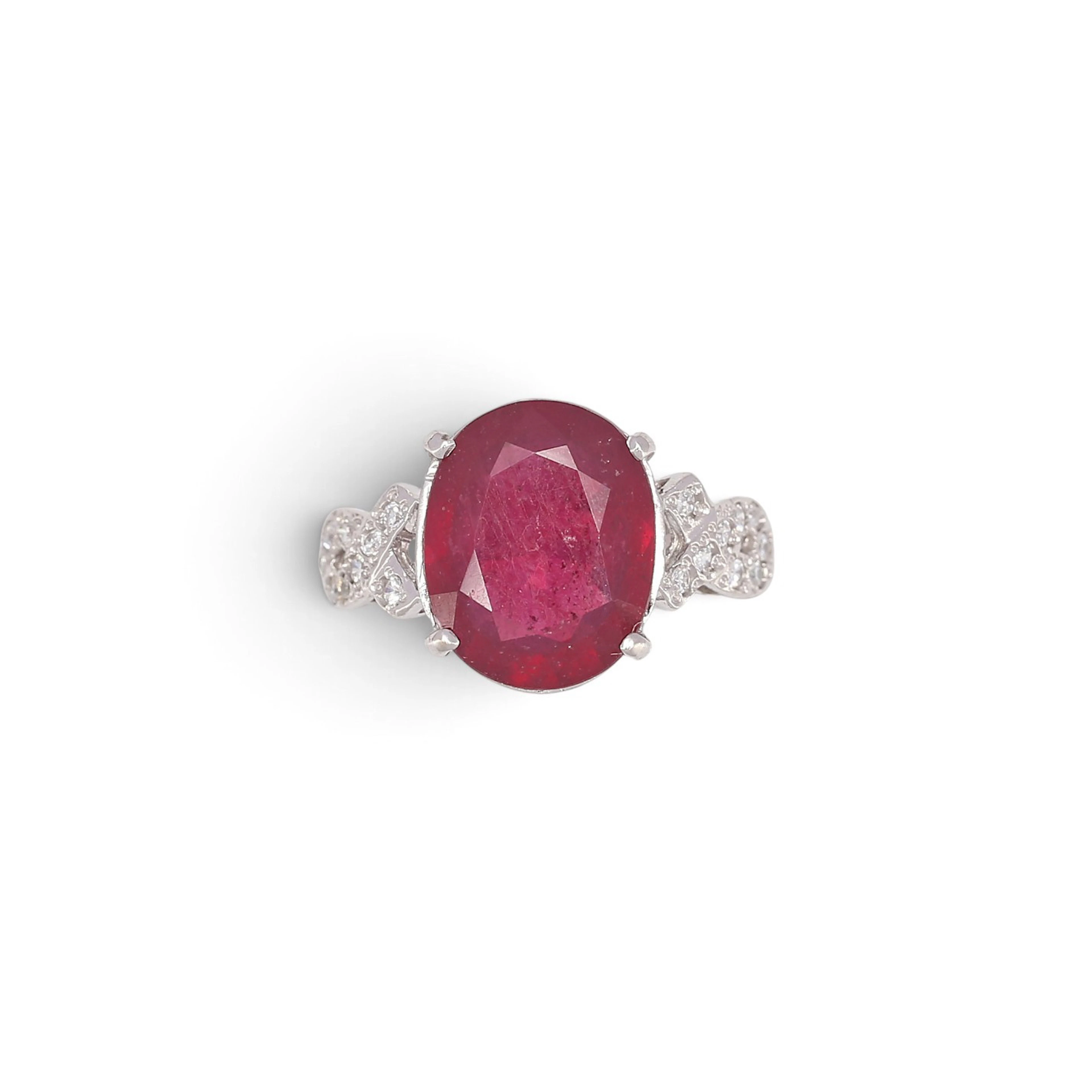 White gold and ruby ring.