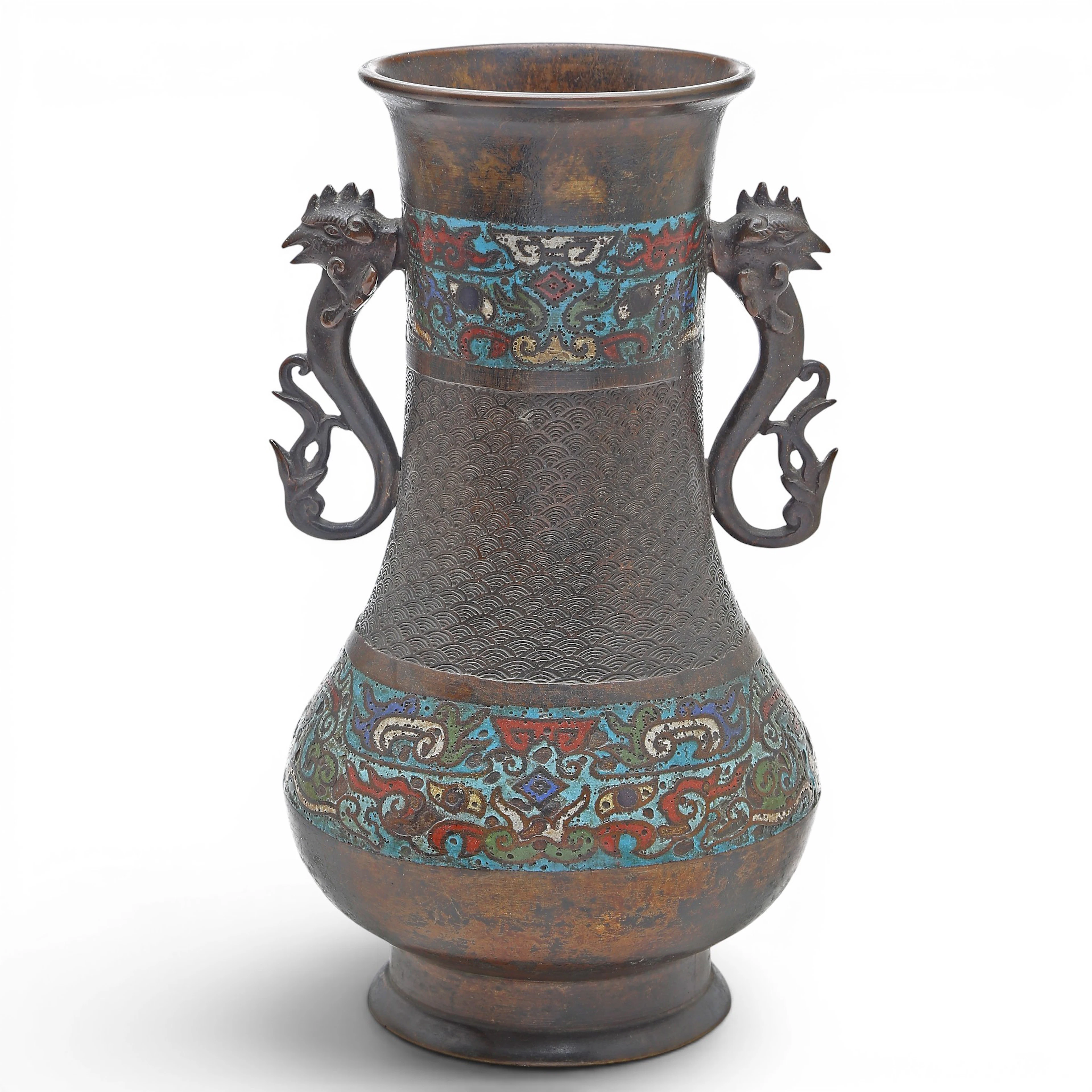 Chinese cloisonné-enamelled copper vase, 19th Century.