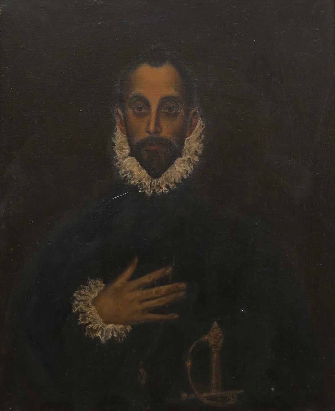 DOMÉNIKOS THEOTOKÓPOULOS EL GRECO. SEGÚN. Gentleman with his hand on his chest.