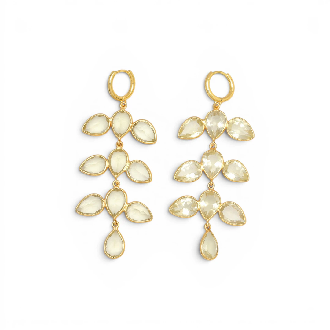 LONG quartz earrings.