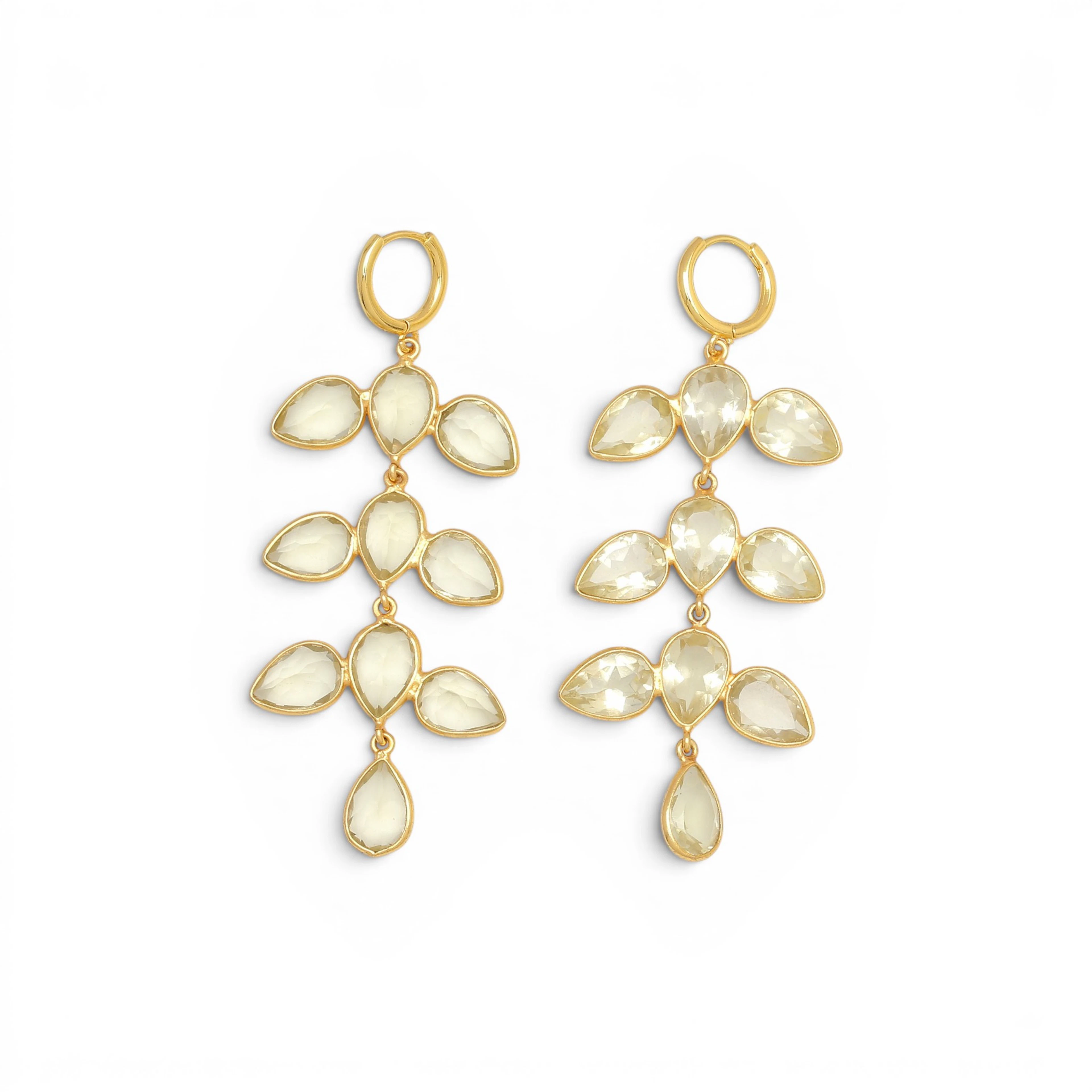 LONG quartz earrings.