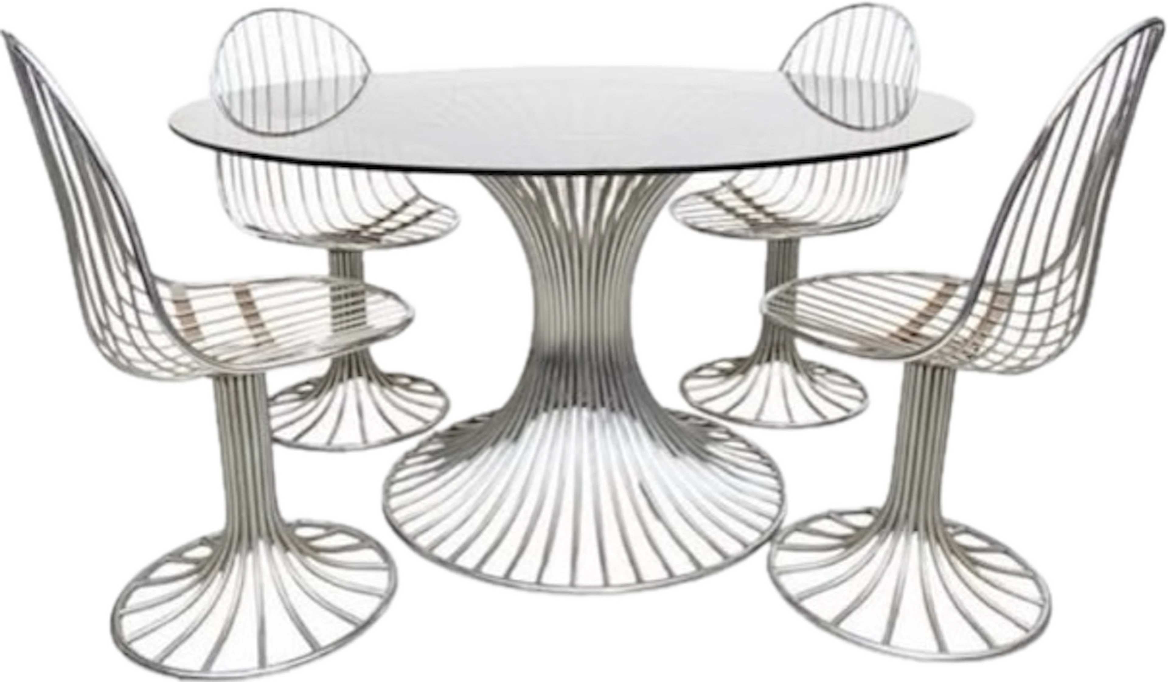 GASTONE RINALDI. Dining table and four chairs set.