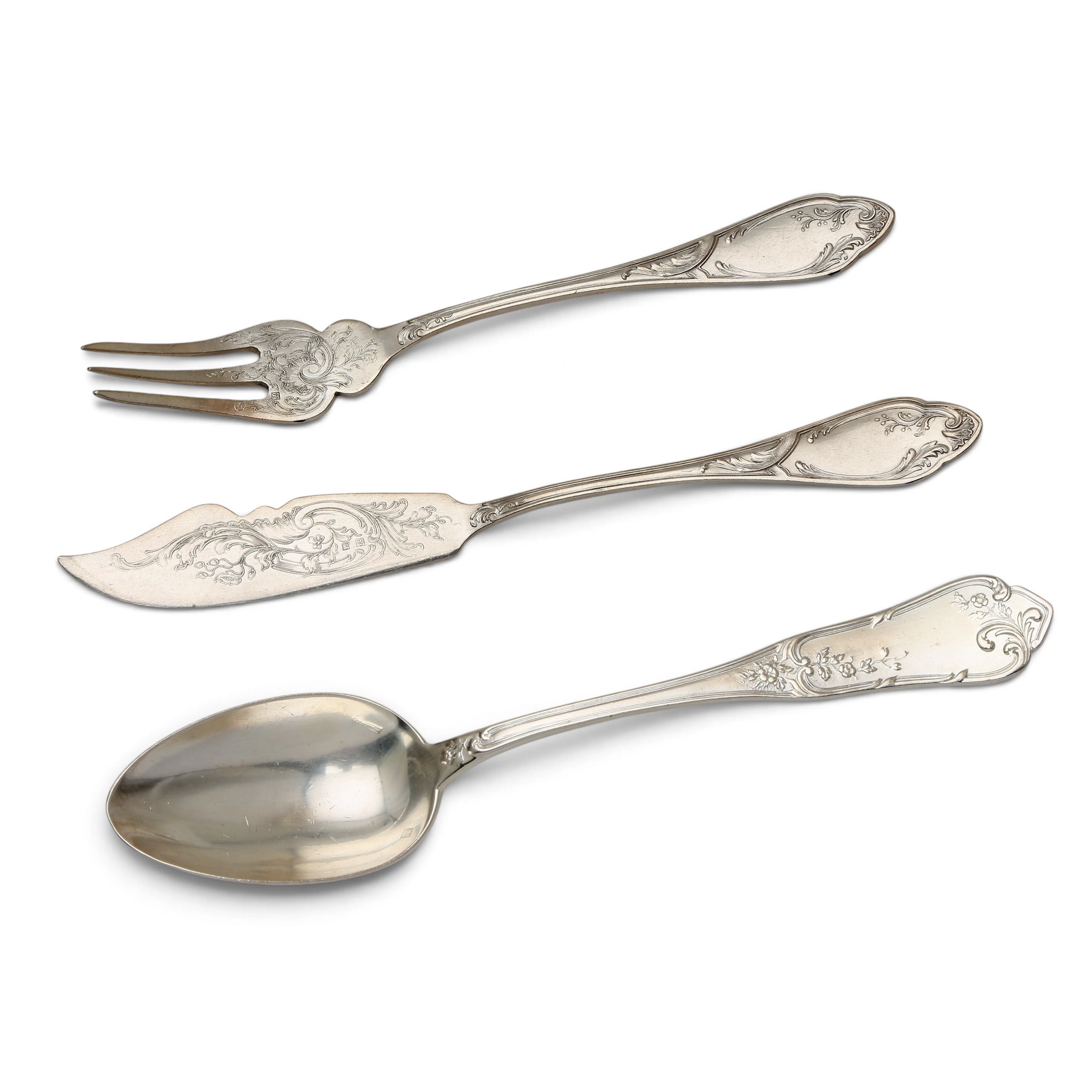 Diversas piezas francesas de cubertería en metal plateado Boulenger
