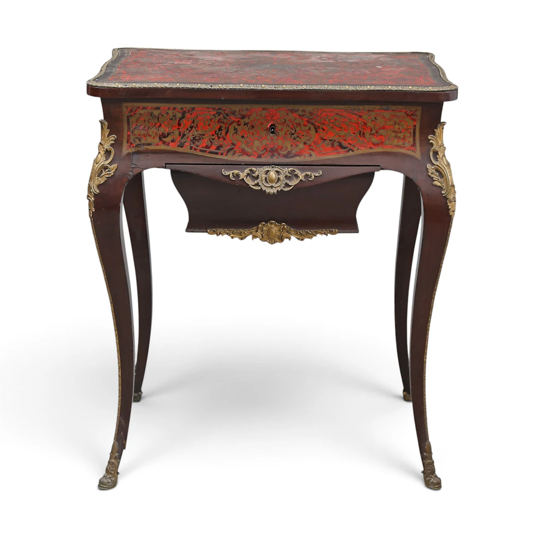Louis XV-style side table in Boulle-style marquetry with faux tortoiseshell