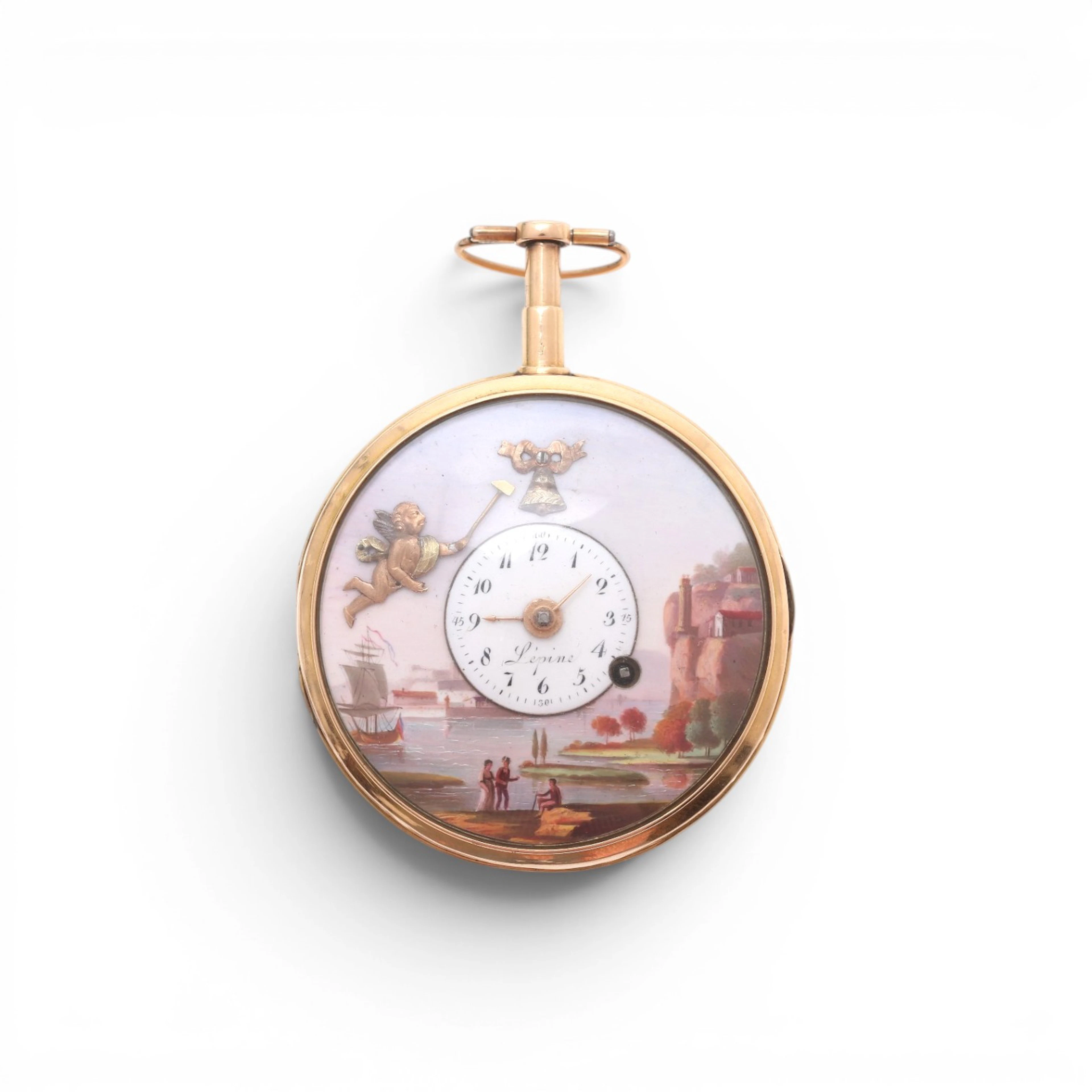 French Lépine pocket watch with ringing and automata, from the mid-18th