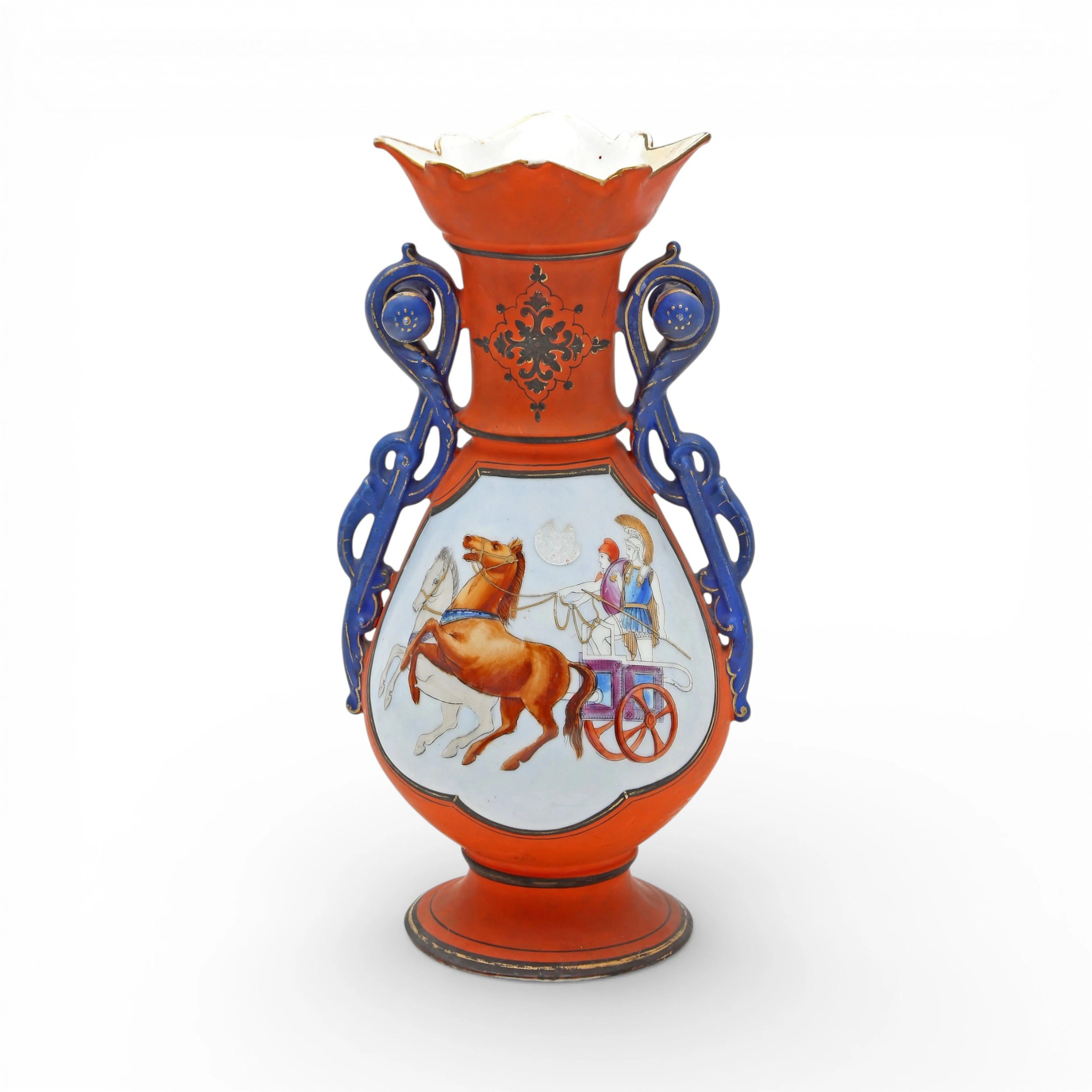 Empire vase in enamelled porcelain, 20th Century.