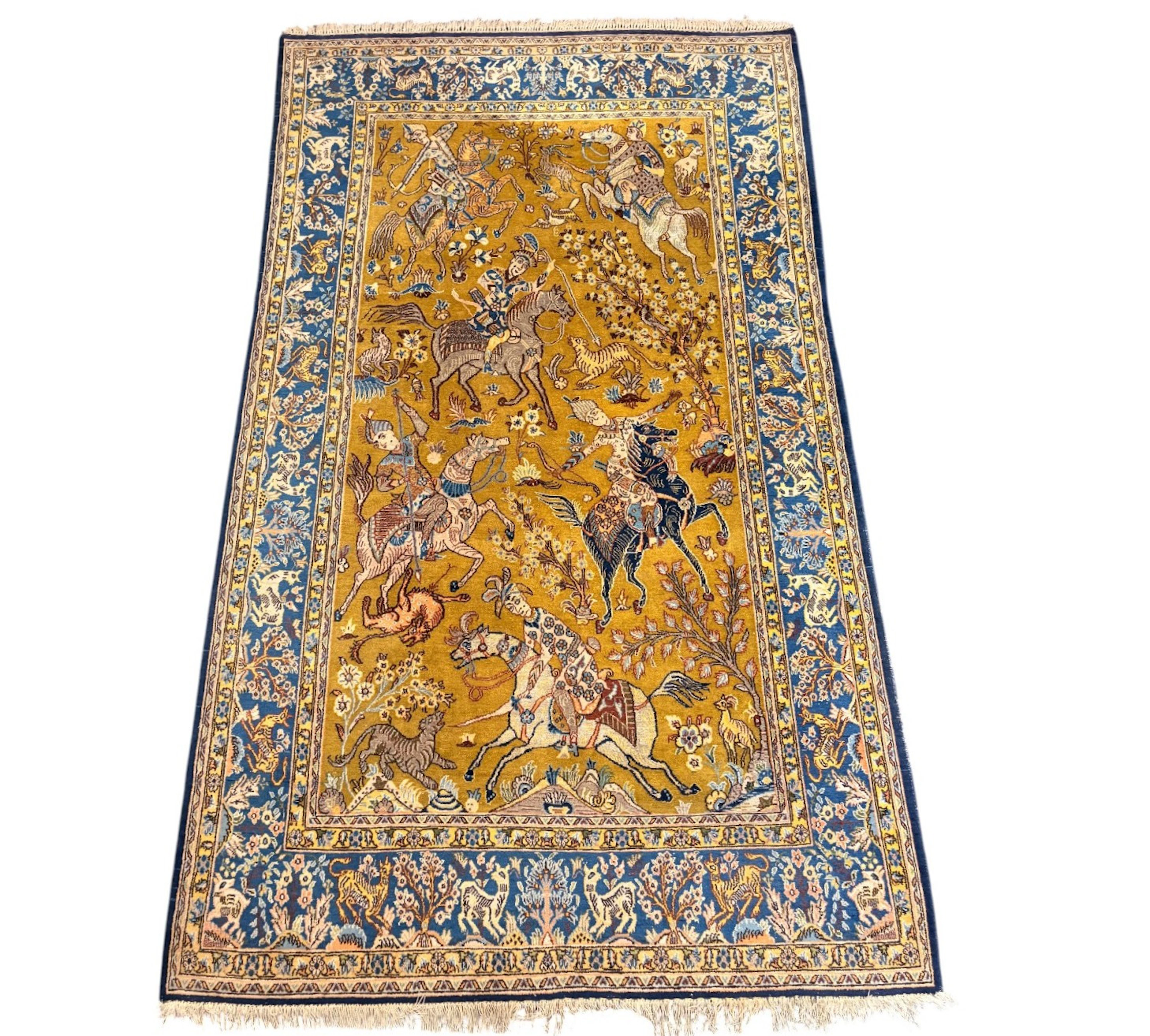 Persian Qum carpet in wool and silk, 20th Century.