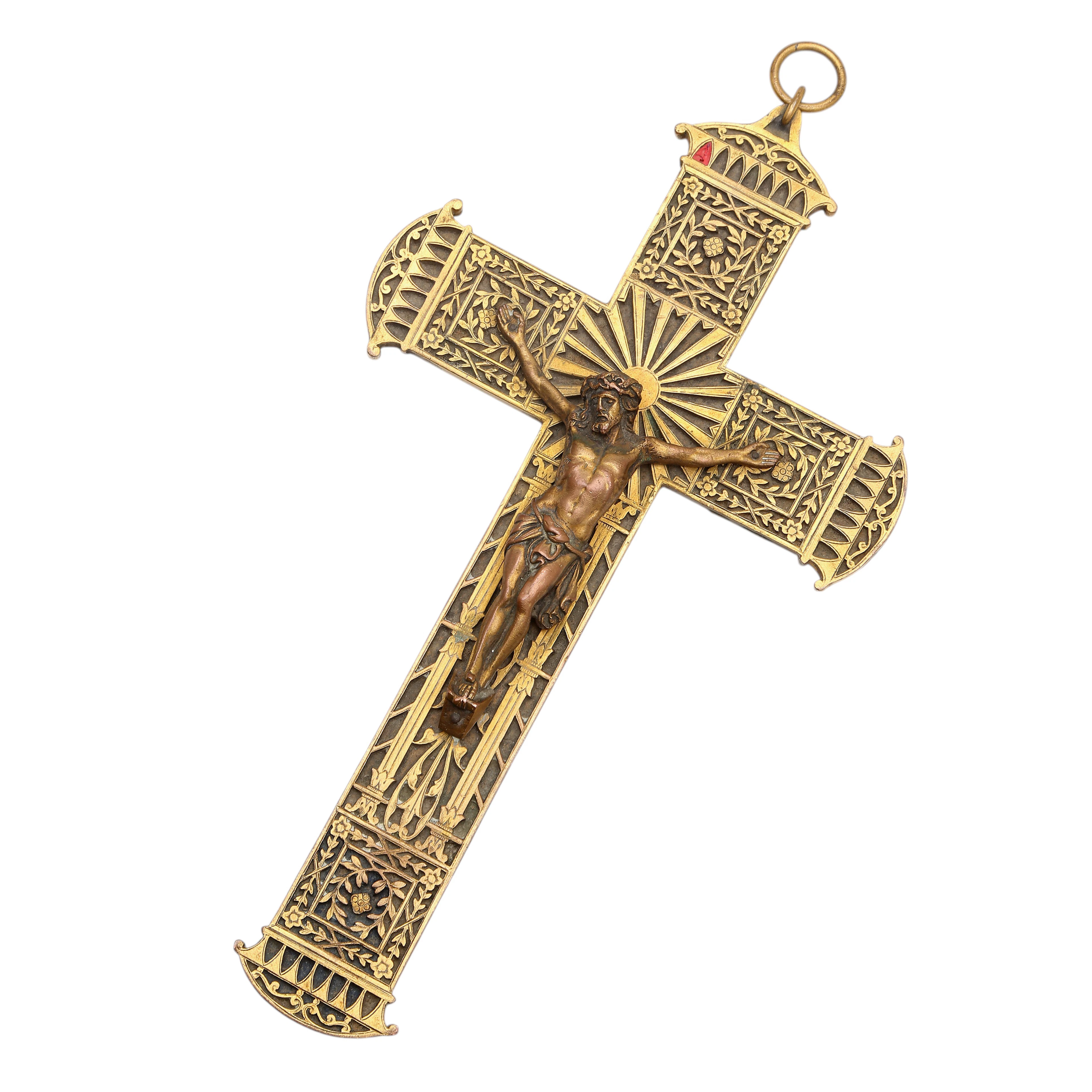 Gilt bronze crucifix, 20th Century.