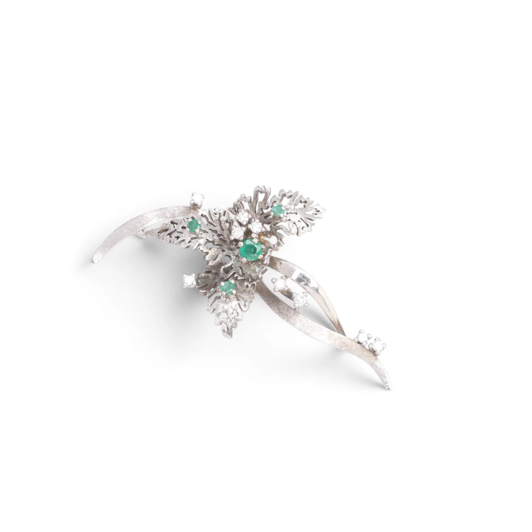Emeralds and diamonds pendant, mid 20th Century.