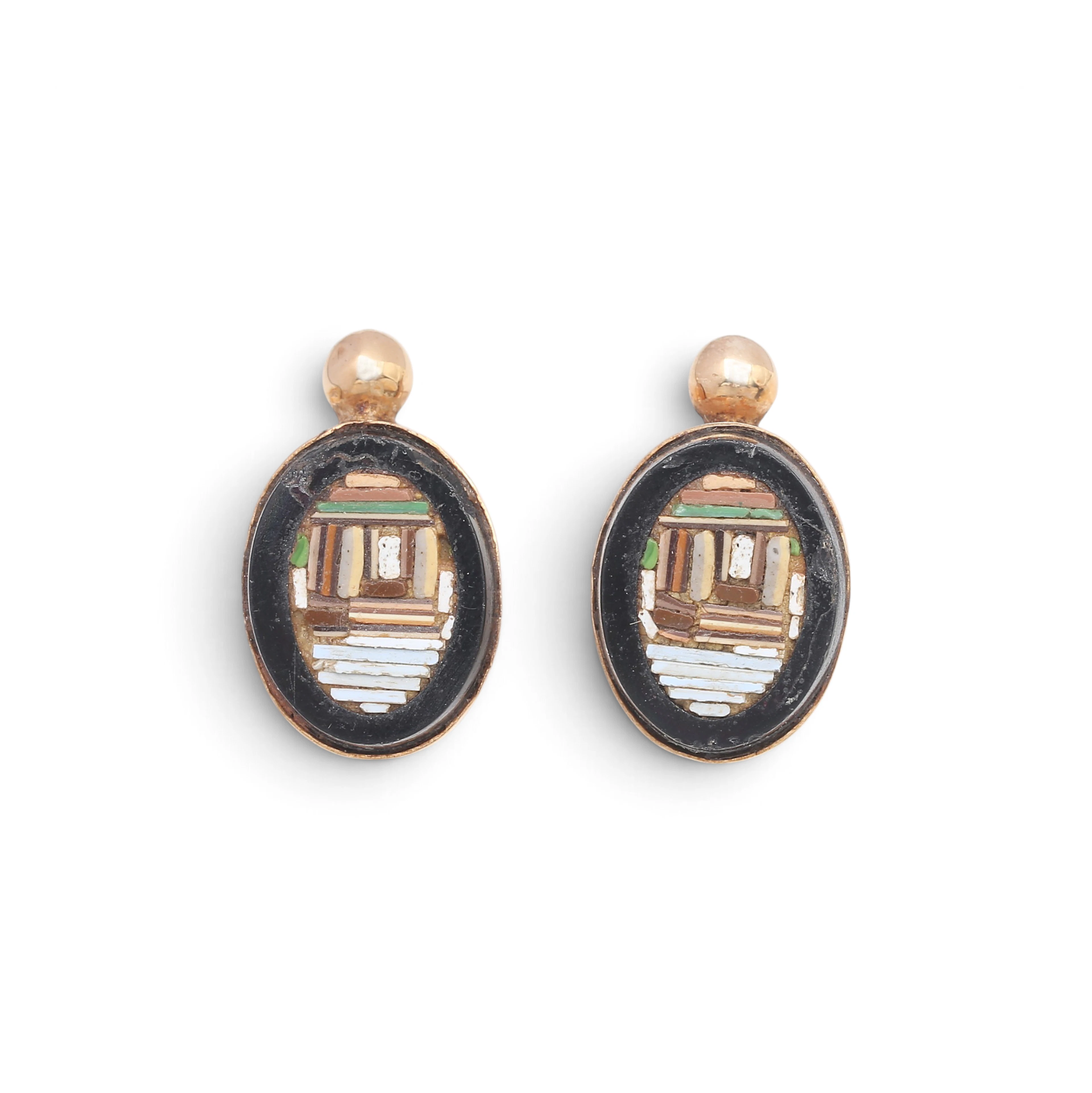 Micromosaic earrings, 19th Century.