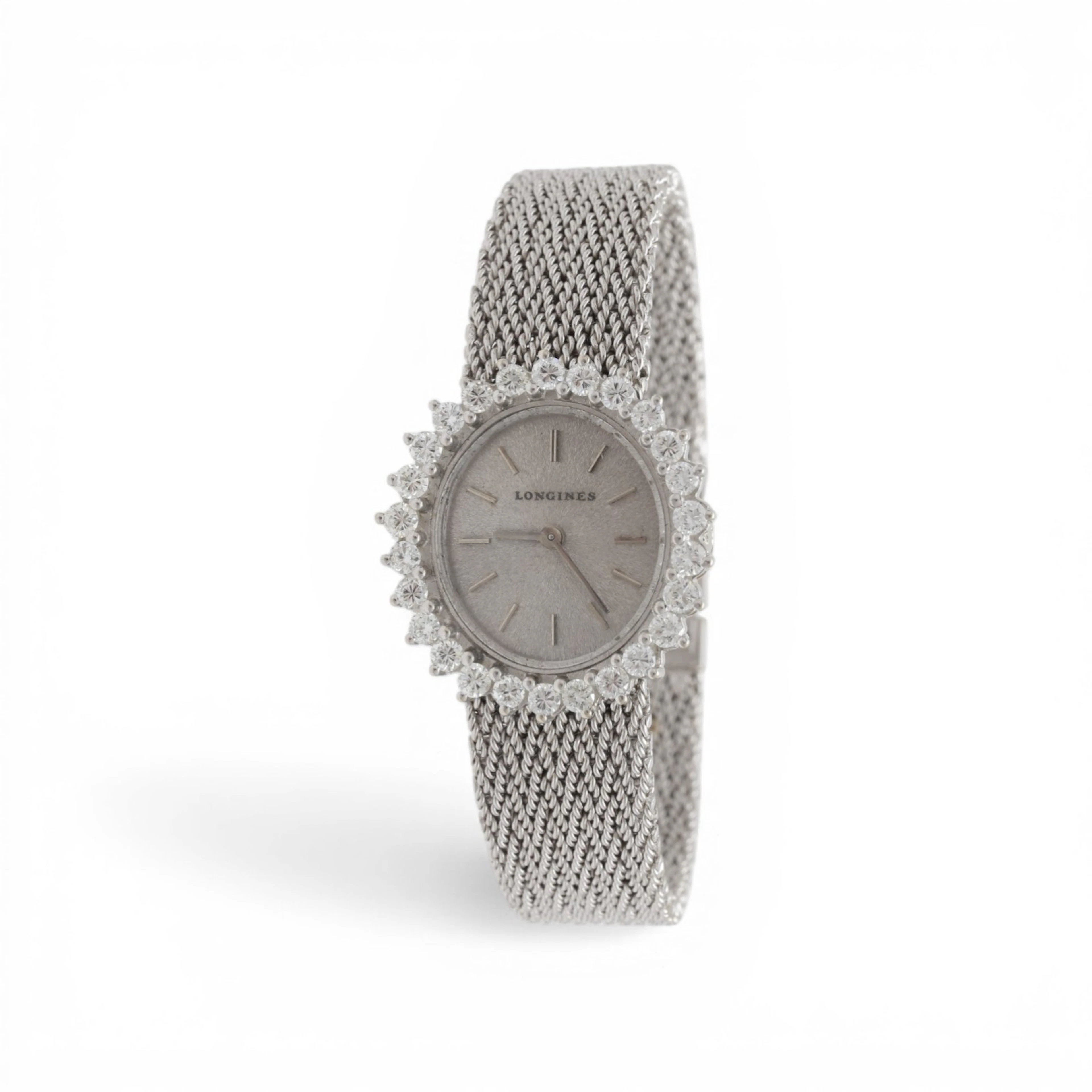 Longines jewelry watch in gold and diamonds, circa 1960.