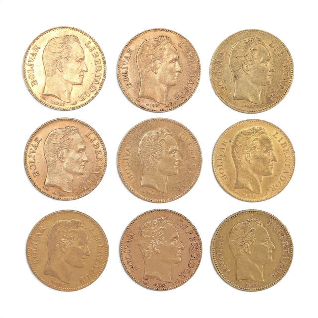 ine Venezuelan gold coins, 19th and 20th centuries.