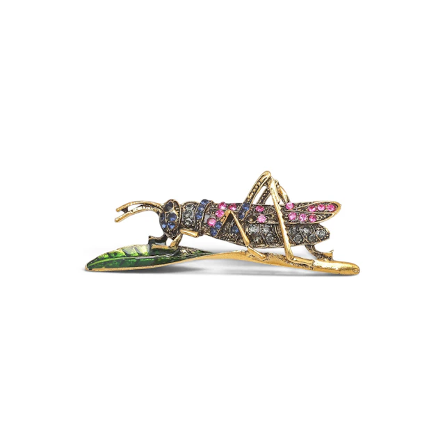 Grasshopper-shaped brooch.