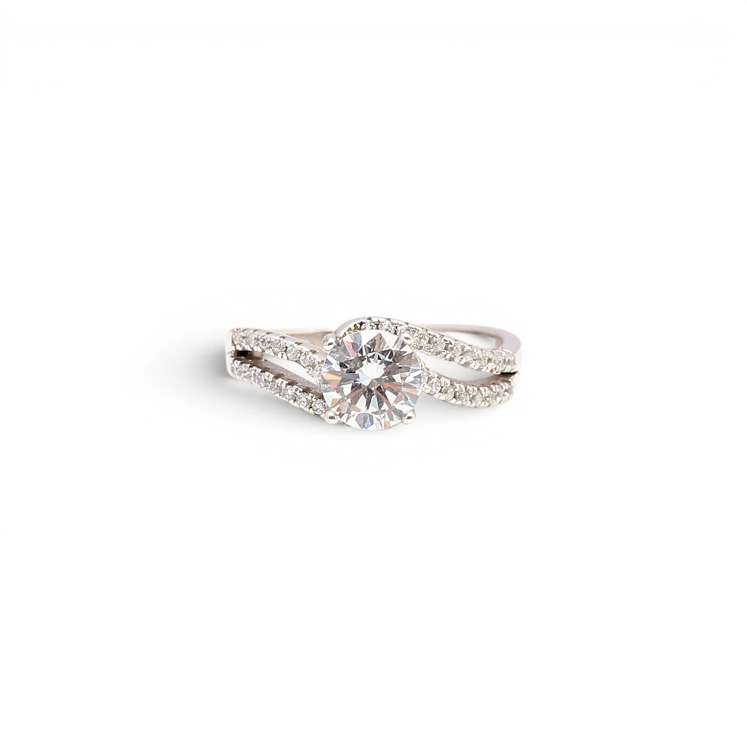 Zircons solitaire ring.