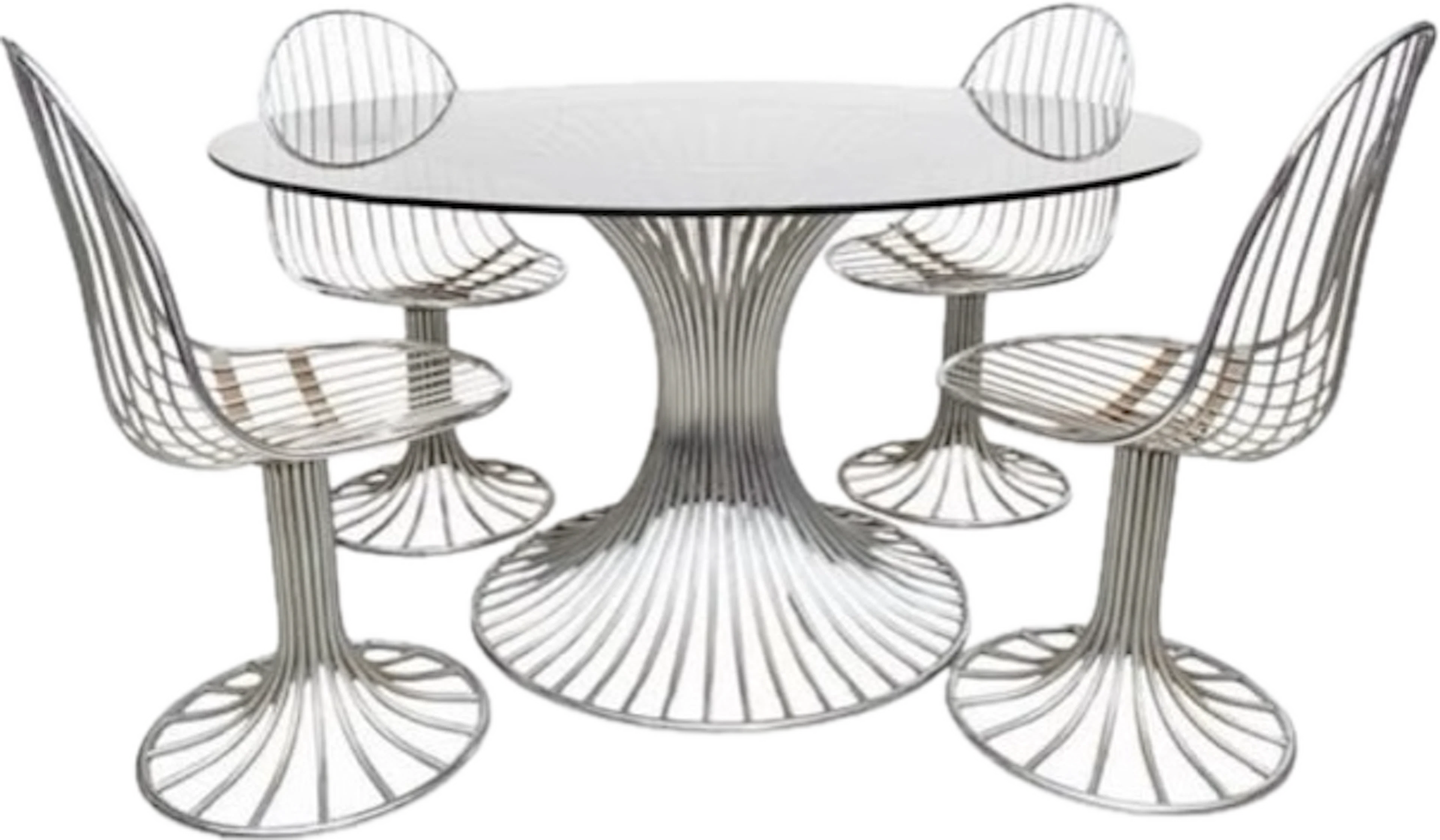 GASTONE RINALDI. Dining table and four chairs set.