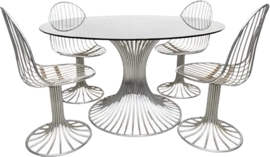 GASTONE RINALDI. Dining table and four chairs set.