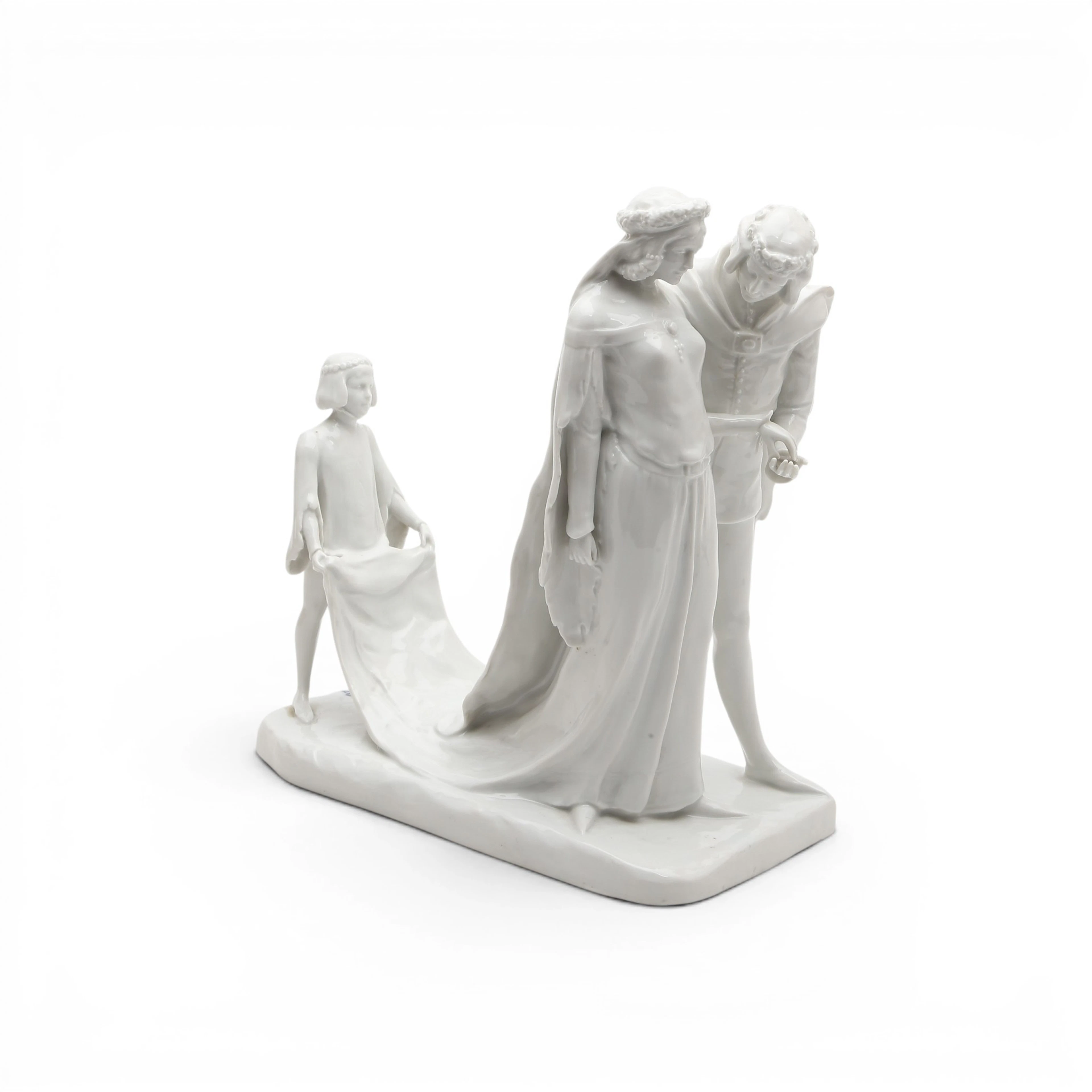 "Historicist wedding", German glazed porcelain group, 20th Century.