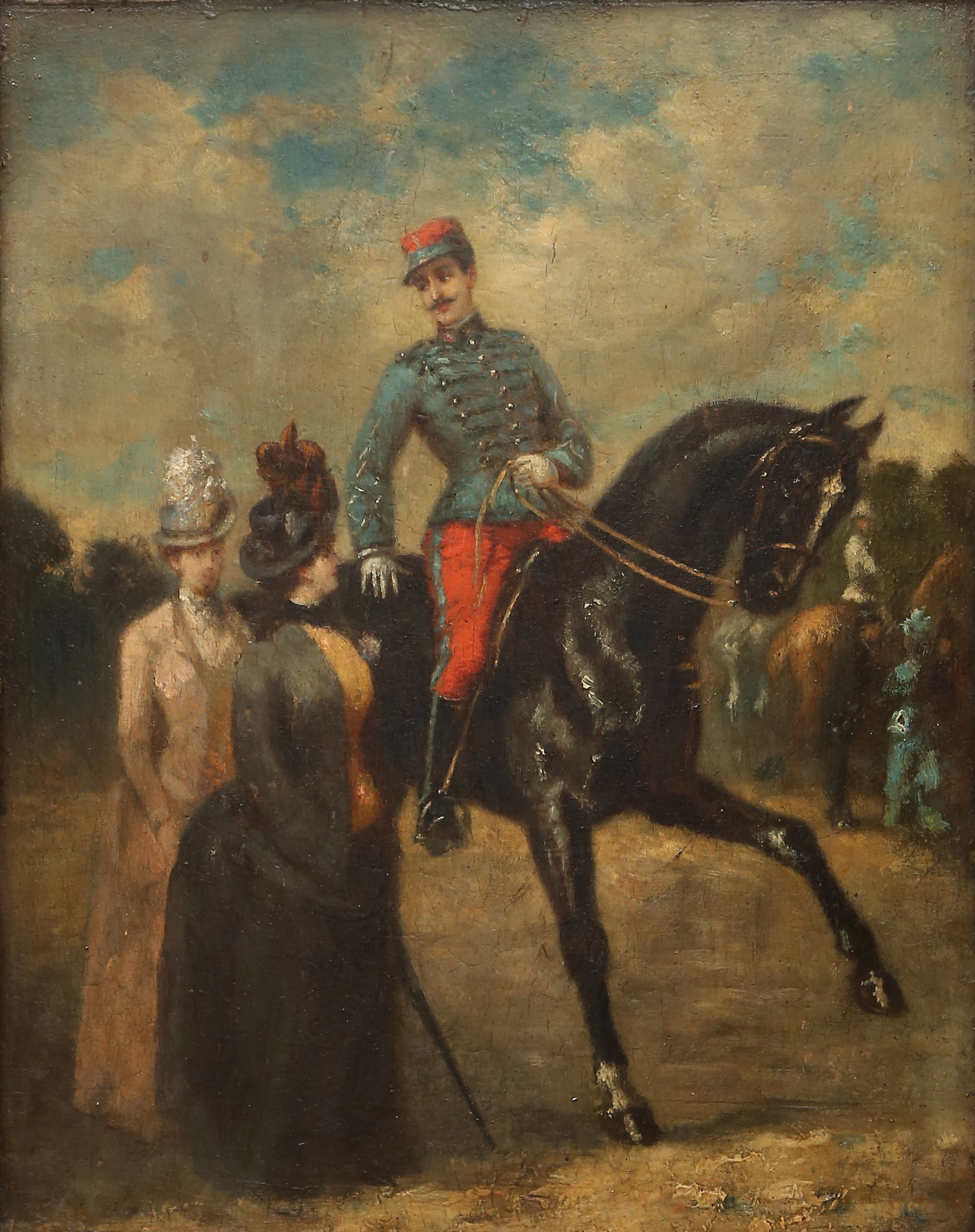 FRENCH SCHOOL, LATE 19TH CENTURY. Soldier with a lady.