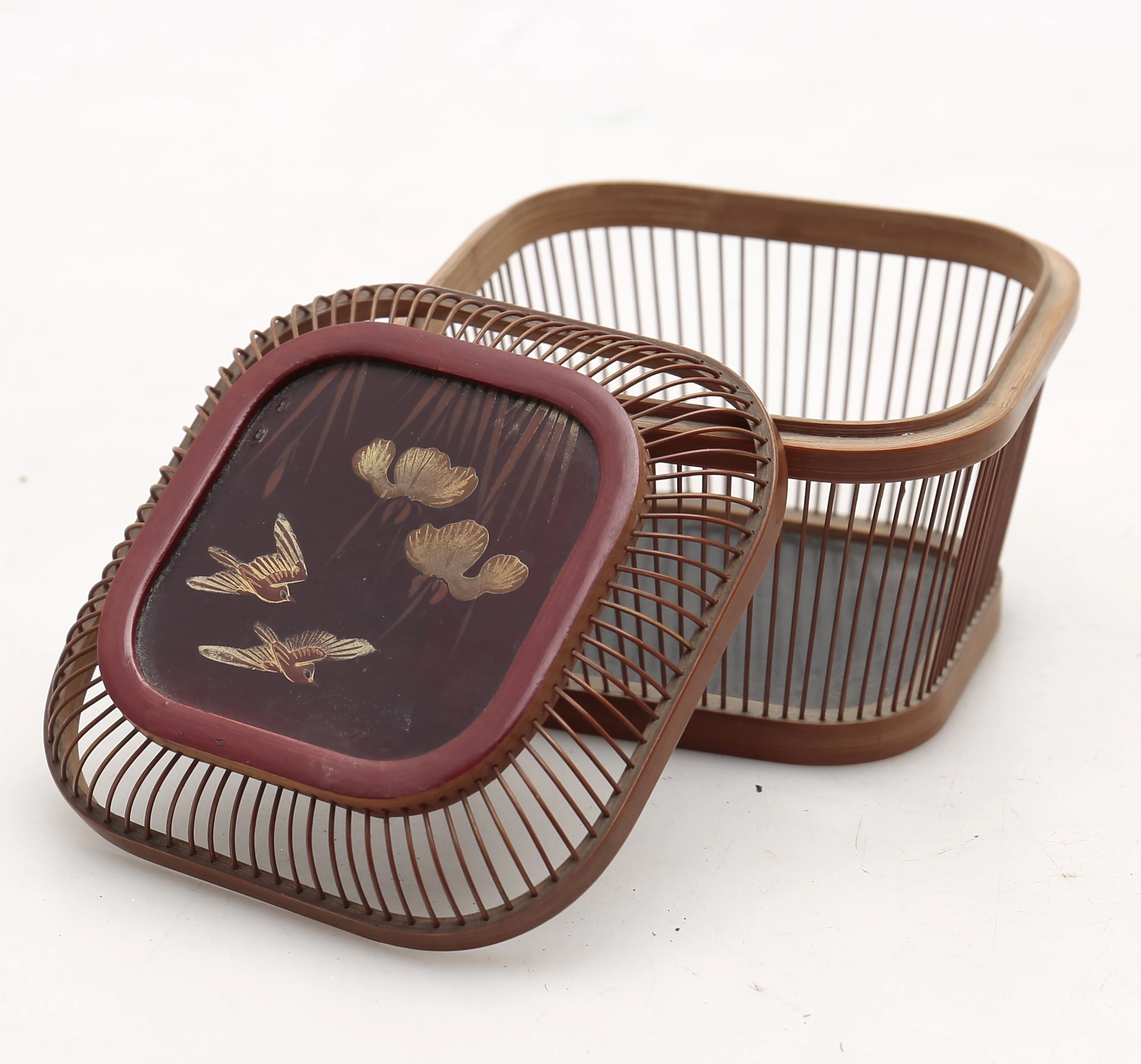 Japanese openwork bamboo cricket cage, early 20th Century.