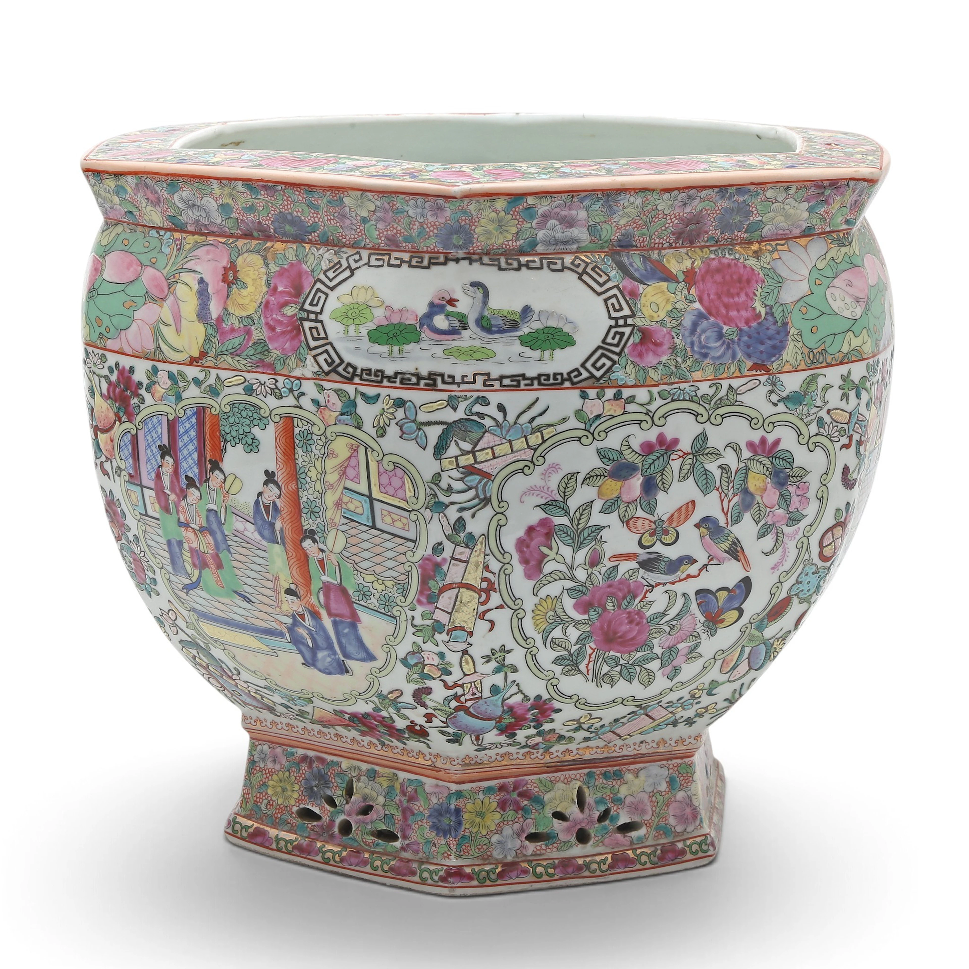 Chinese "rose family" porcelain planter, 20th Century.