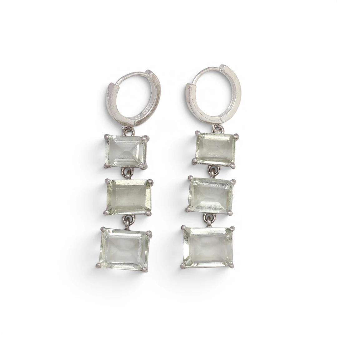Prasiolites long earrings.