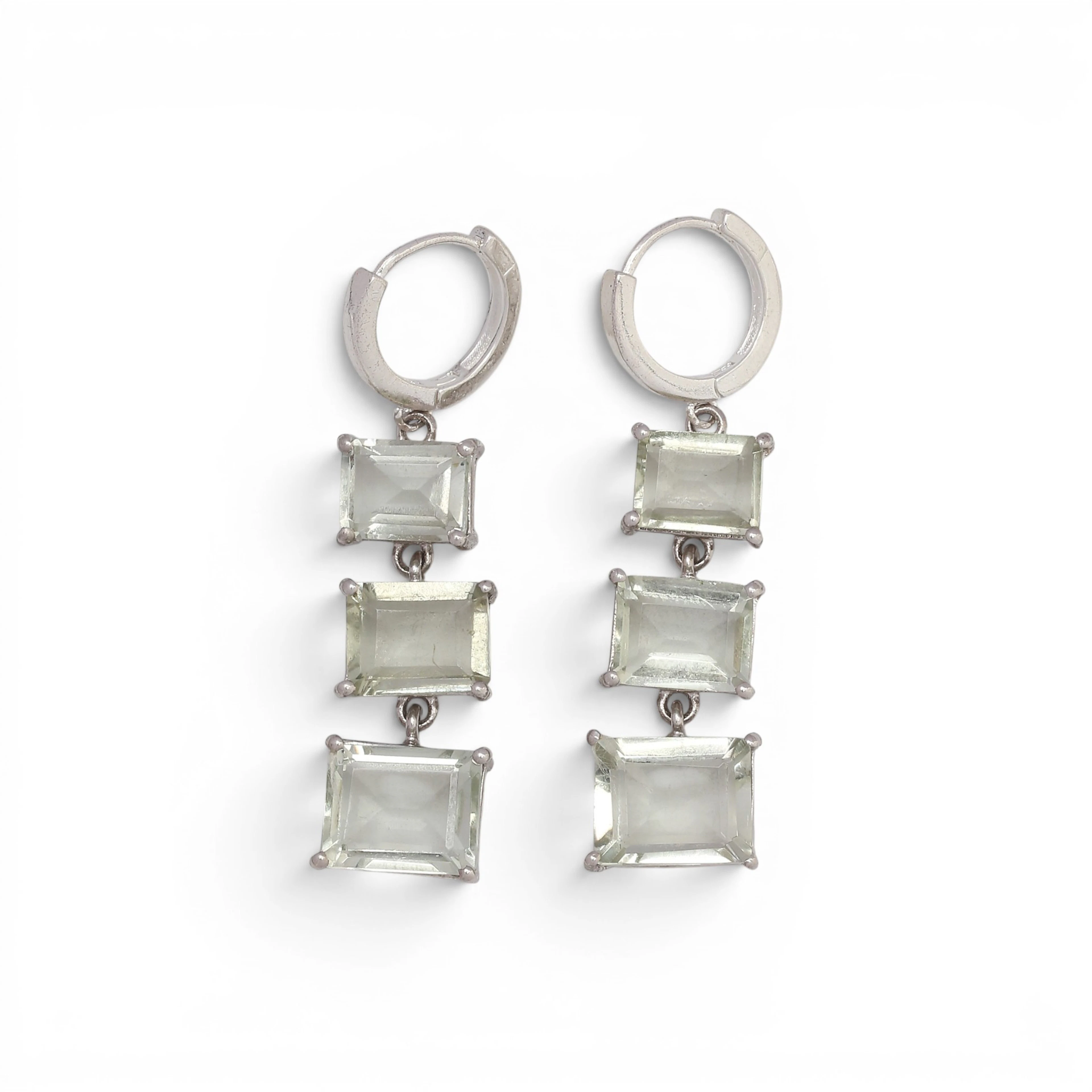 Prasiolites long earrings.