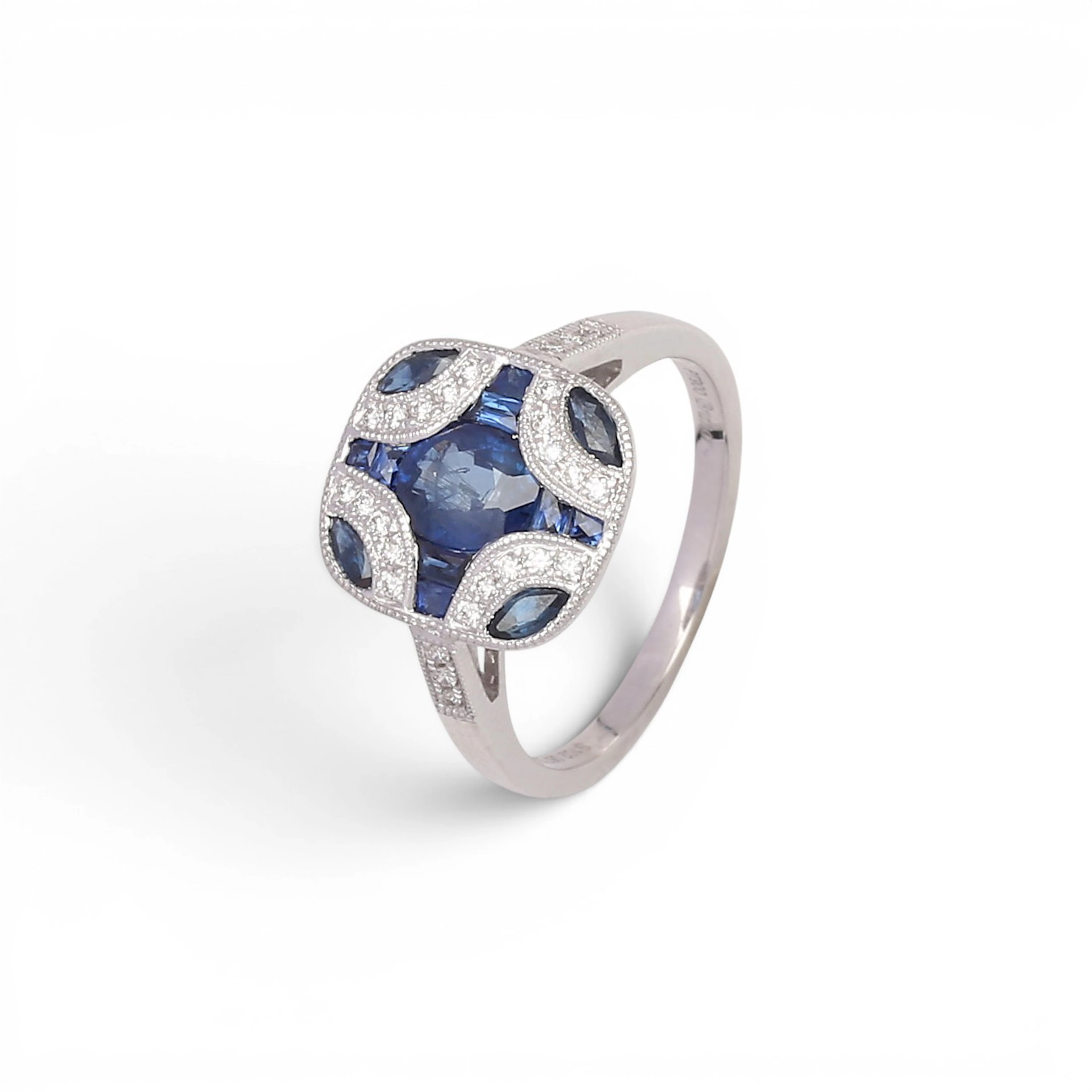 Art Deco style sapphires and diamonds ring.