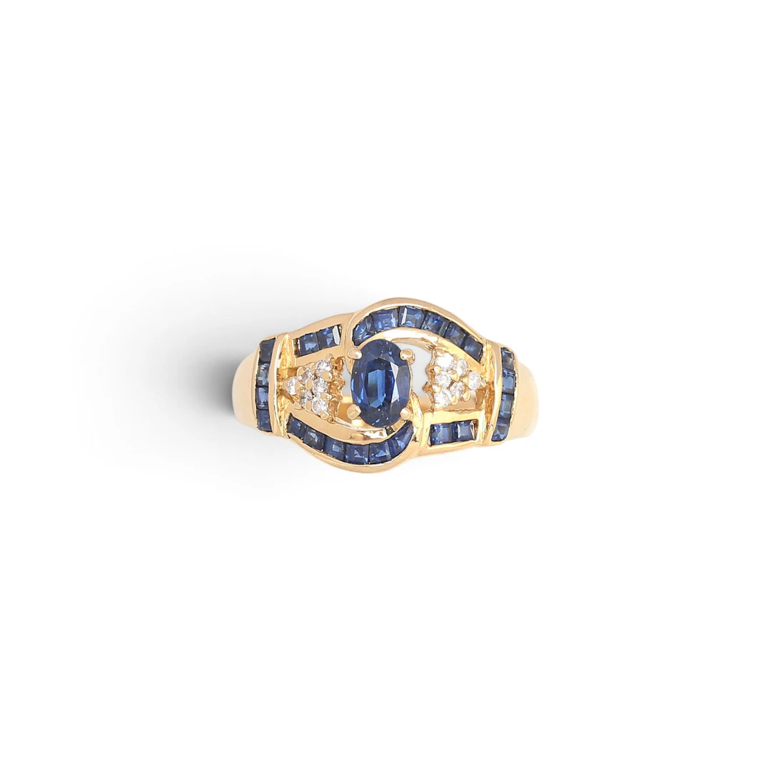 Sapphires and diamonds ring.
