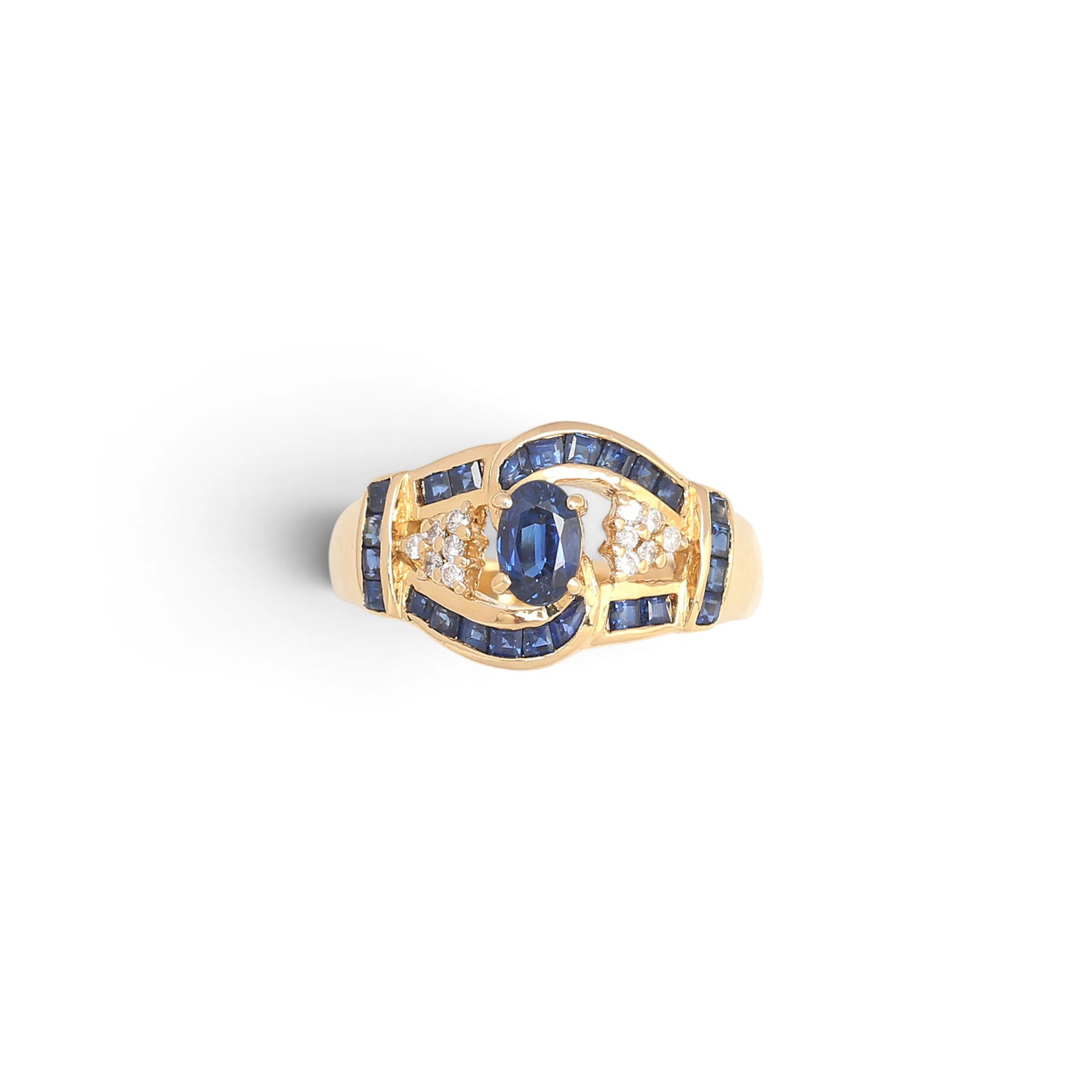 Sapphires and diamonds ring.