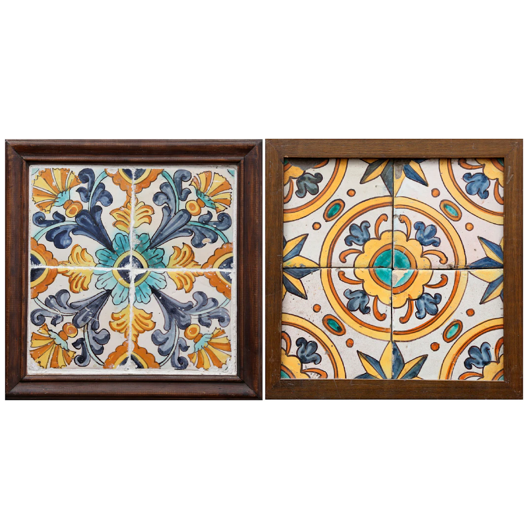 TWO 17th-century Catalan "de mostra" tile panels.