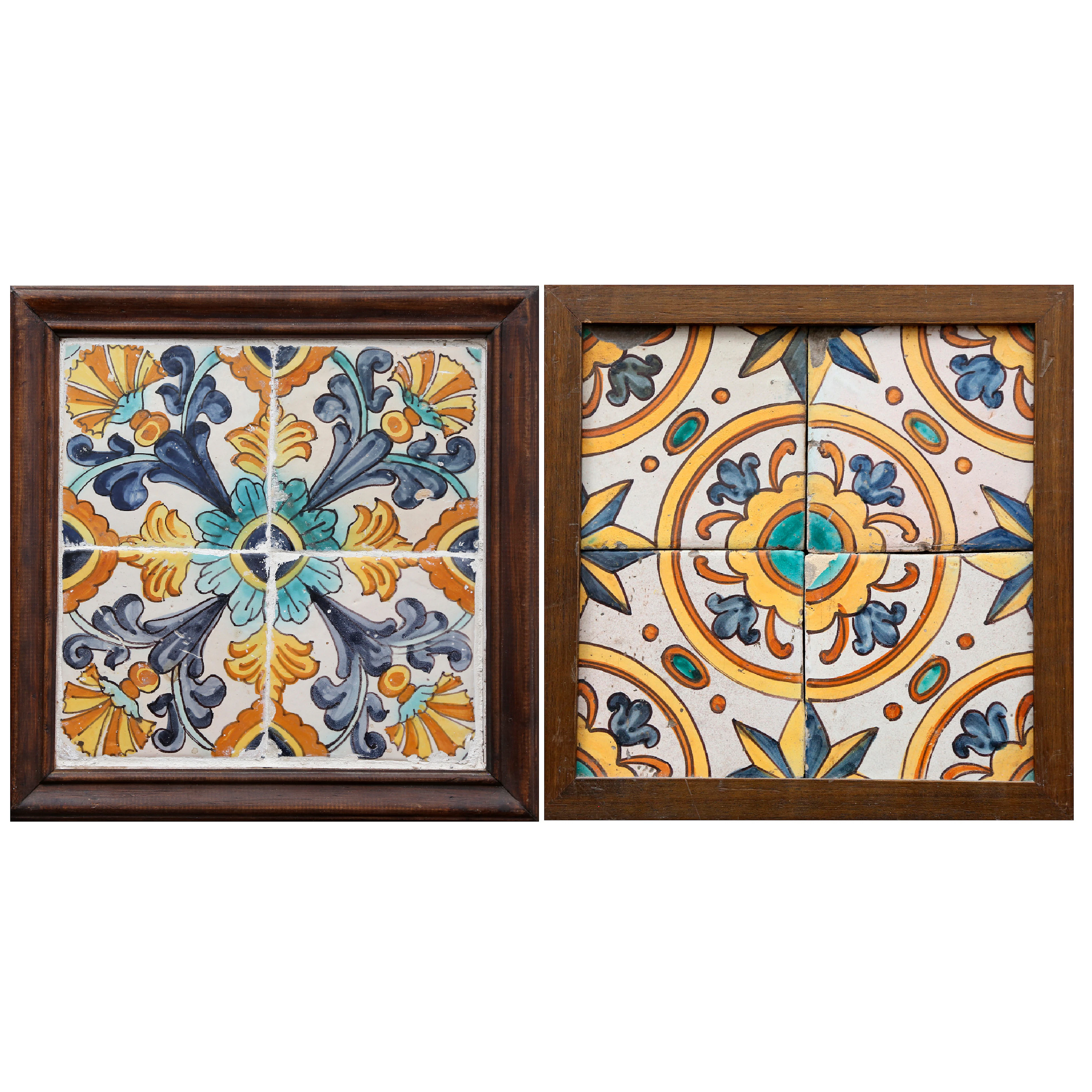 TWO 17th-century Catalan "de mostra" tile panels.
