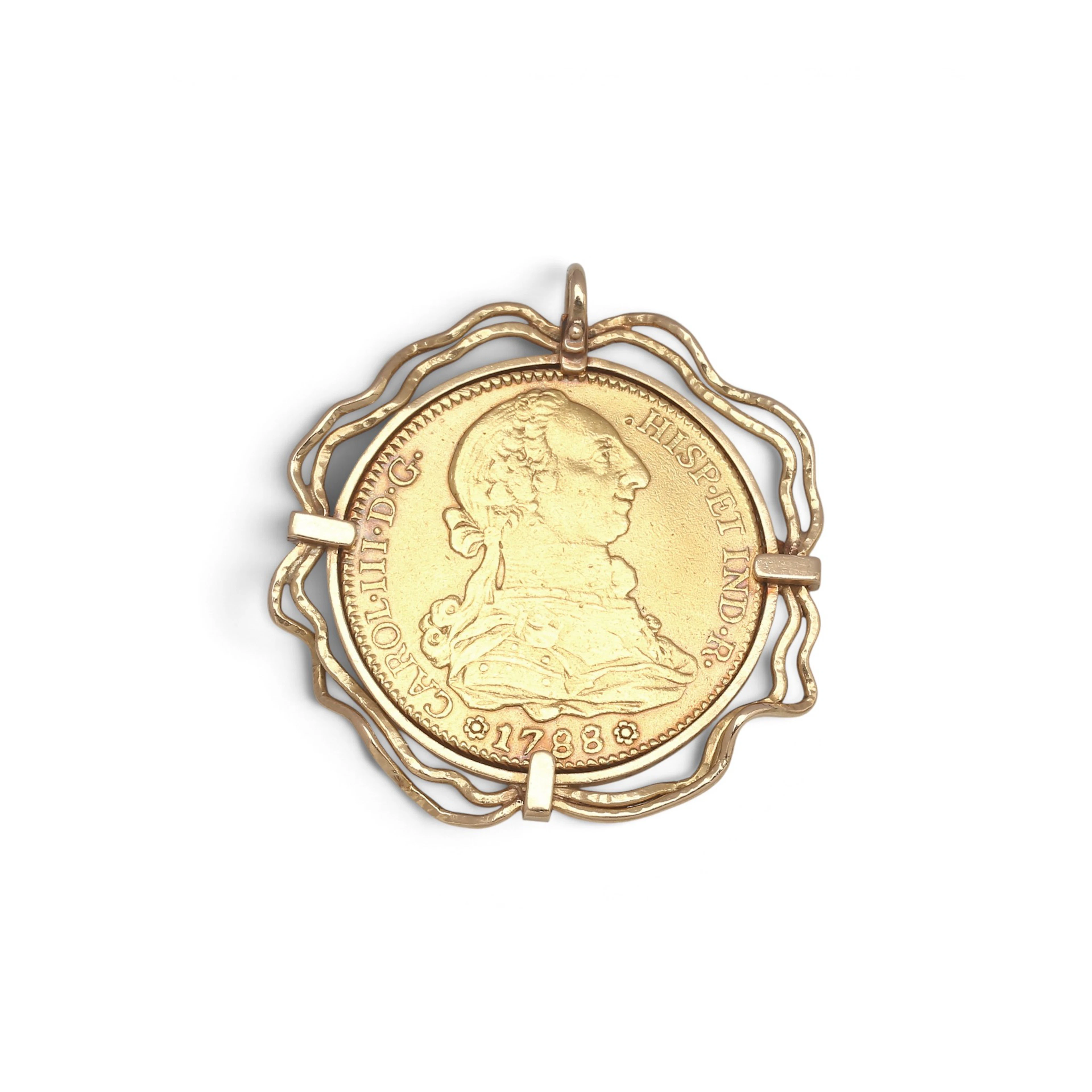 Pendant with a Spanish gold coin.